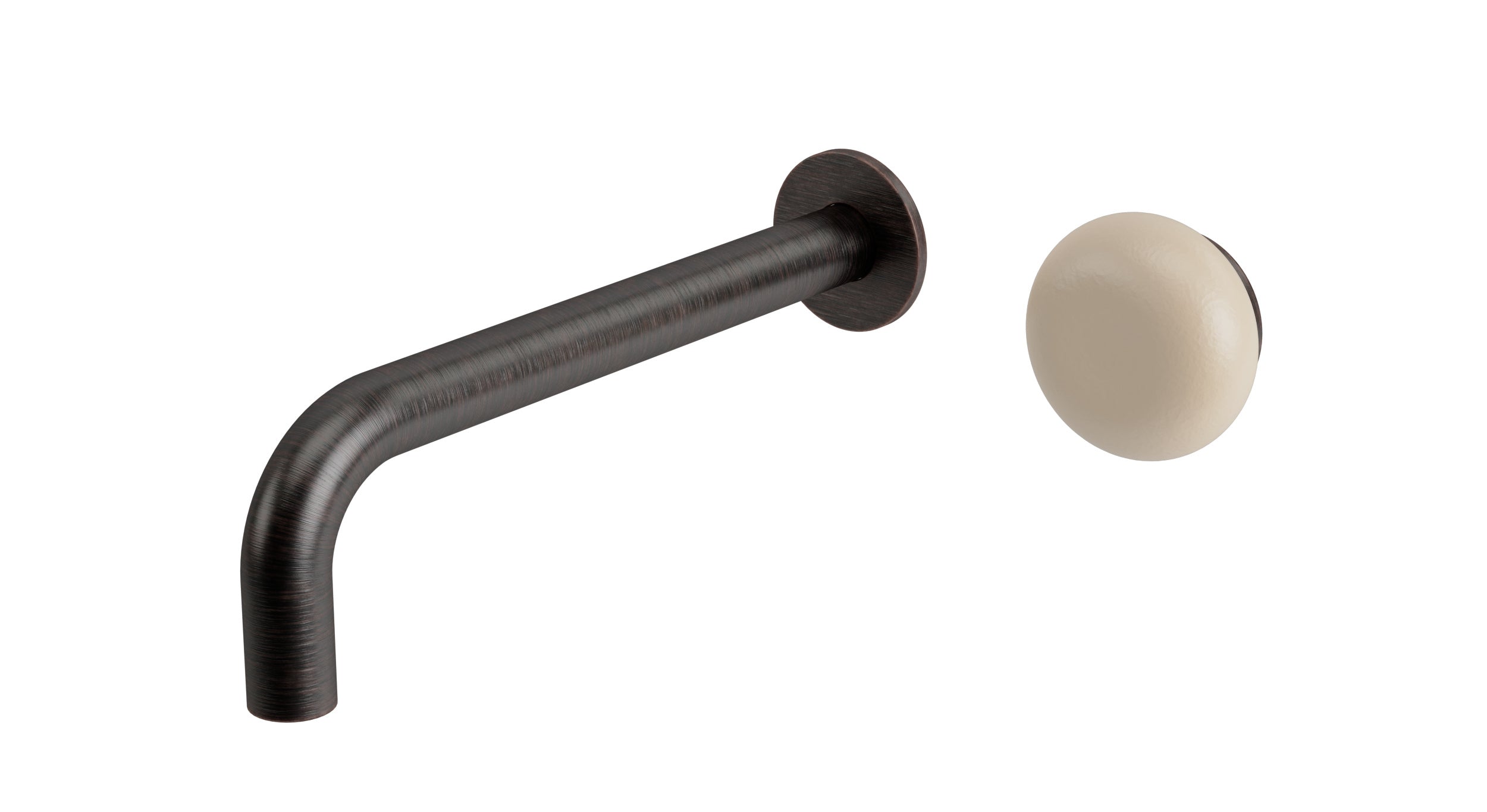 Foundry One Handle Wall Mount 7.5" Lavatory Faucet with Pebble Ceramic Knob Handle in Antique Bronze
