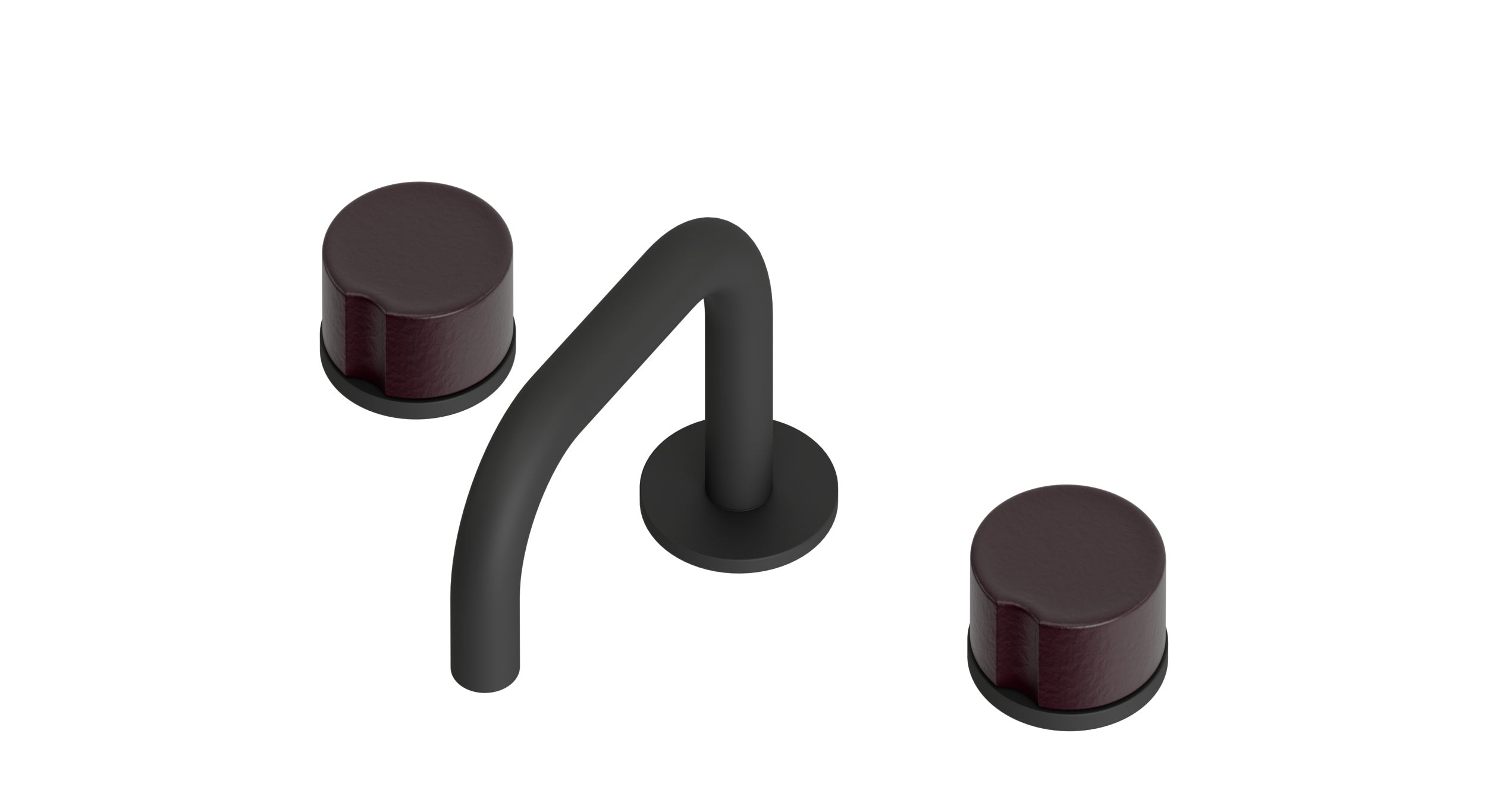 Foundry Two Handle Deck Mount Squaretop Lavatory Faucet with Groove Ceramic Knob Handles in Matte Black