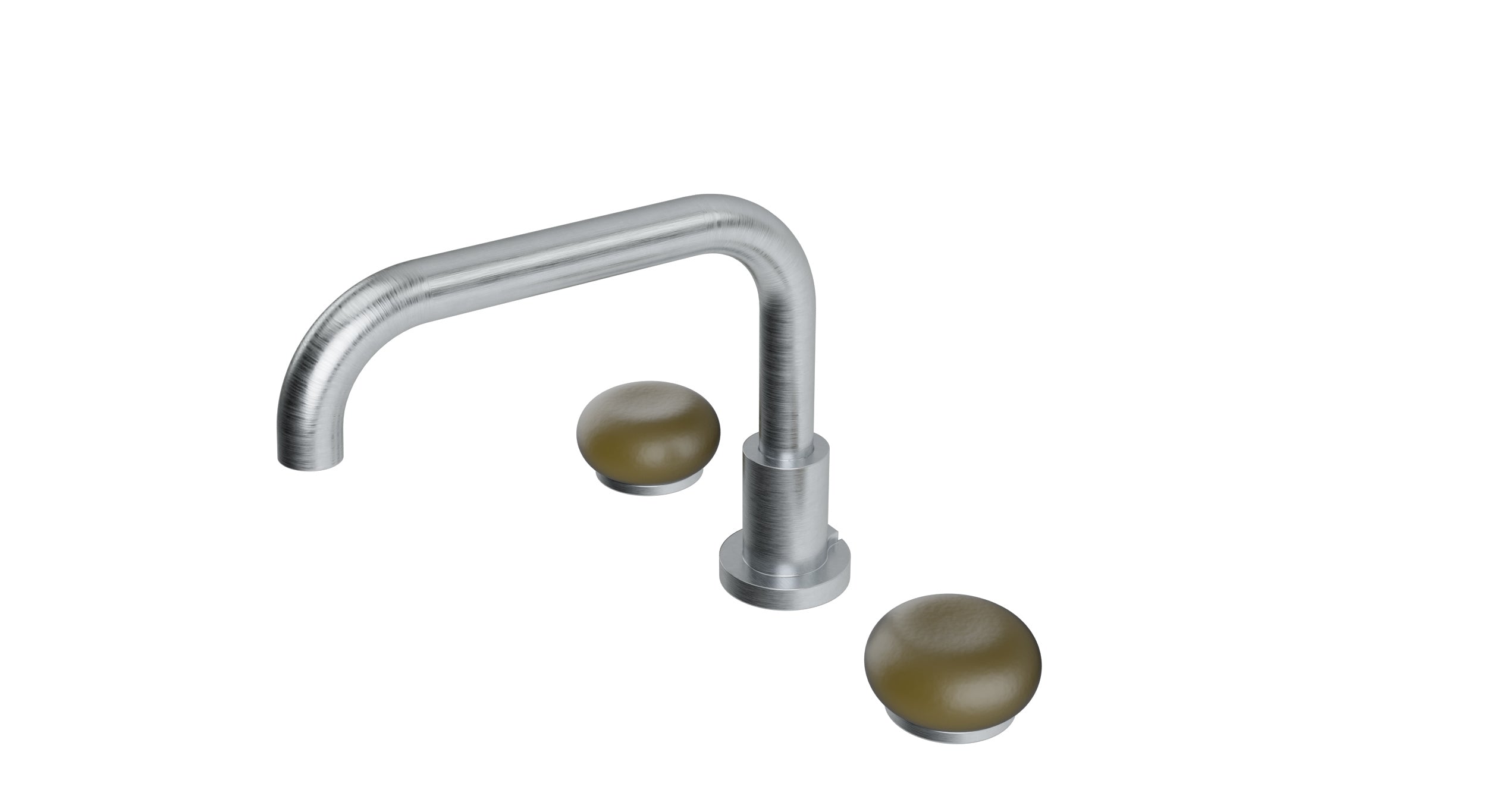 Foundry Two Handle Deck Mount Squaretop Bath Trim with Pebble Ceramic Knob Handles in Satin Chrome
