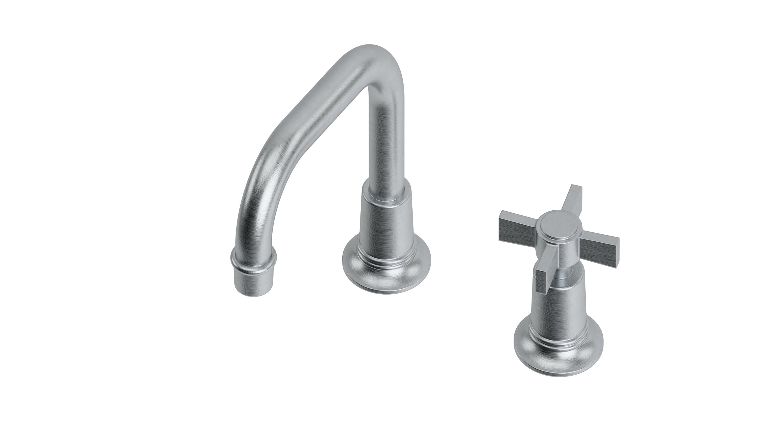 Emerson One Handle Deck Mount Squaretop Lavatory Faucet with Defined Cross Handle in Satin Chrome