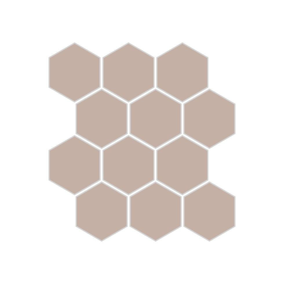 2" Hexagon Sheeted Original Ceramic Mosaic Tile in Sweet Pea Matte