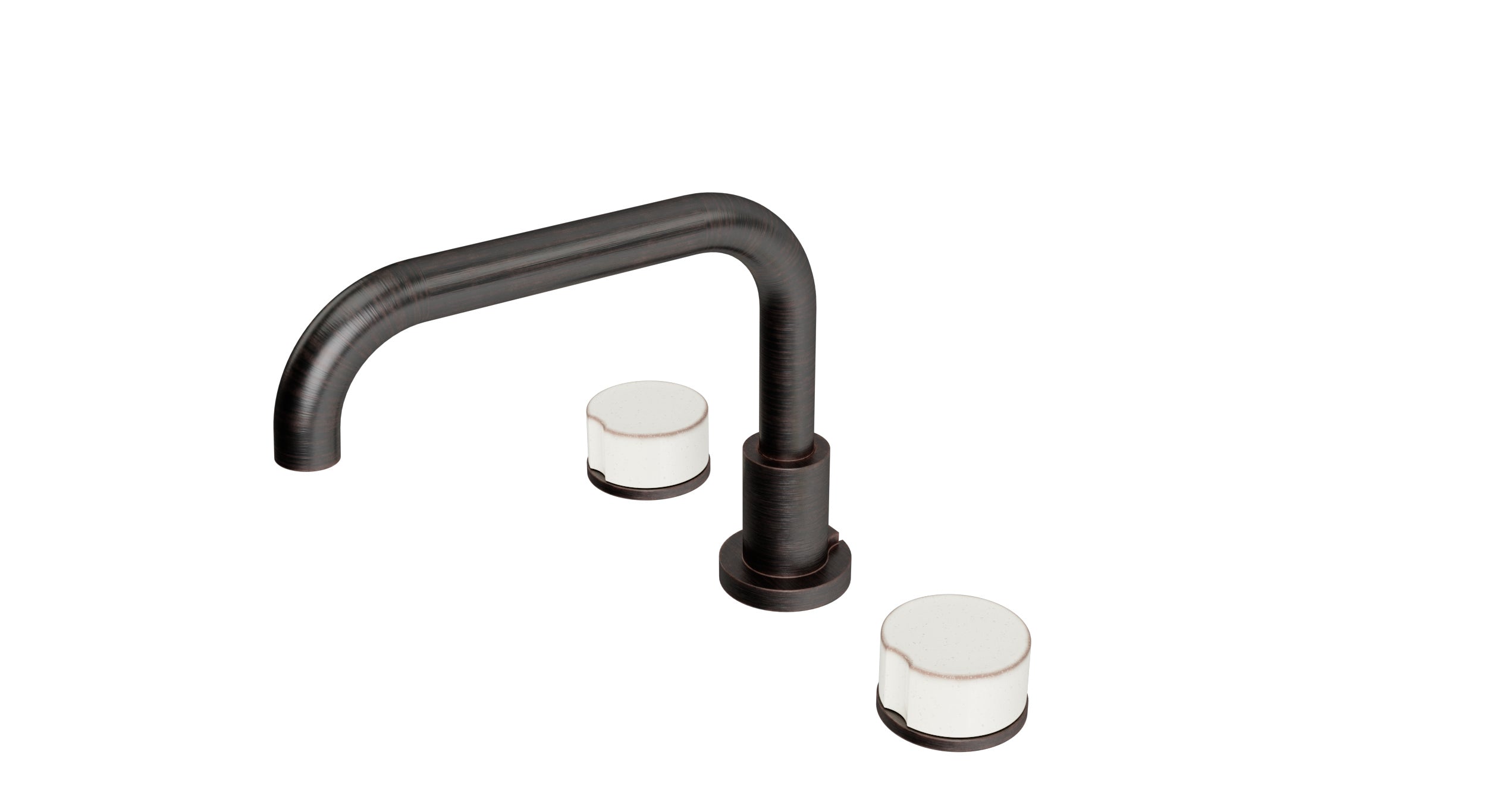 Foundry Two Handle Deck Mount Squaretop Bath Trim with Groove Ceramic Knob Handles in Antique Bronze