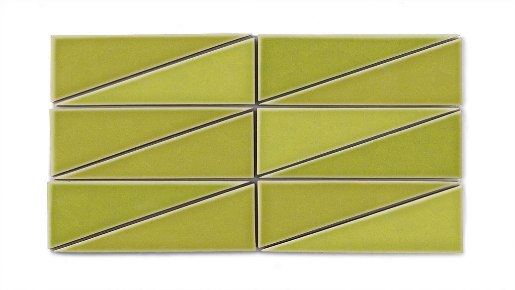 Right Scalene Triangle Original Ceramic Tile in Palm Tree Gloss