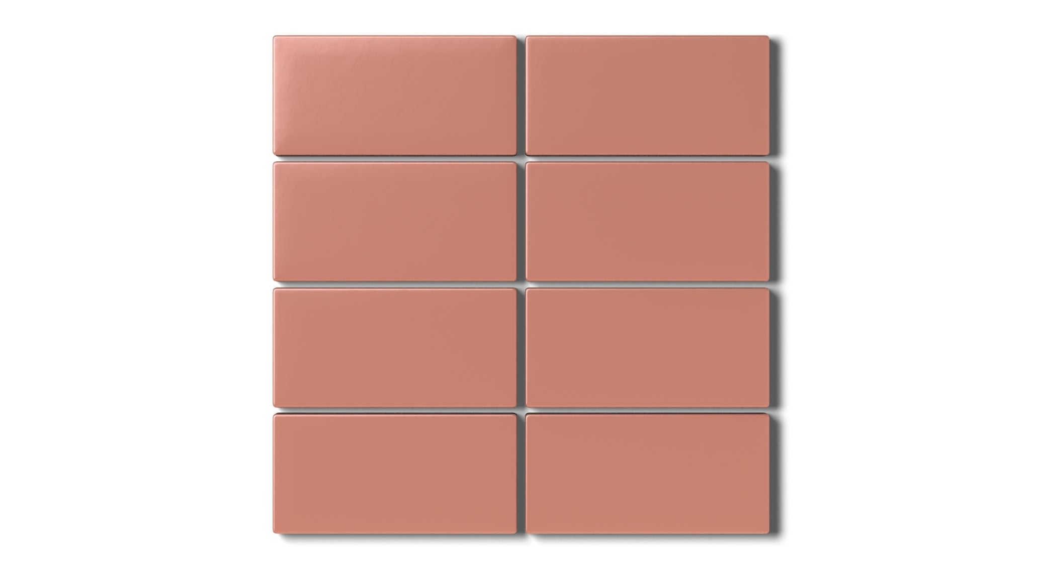 2x4 Straight Set Sheeted Natural Press Ceramic Mosaic Tile in Madder Red Matte