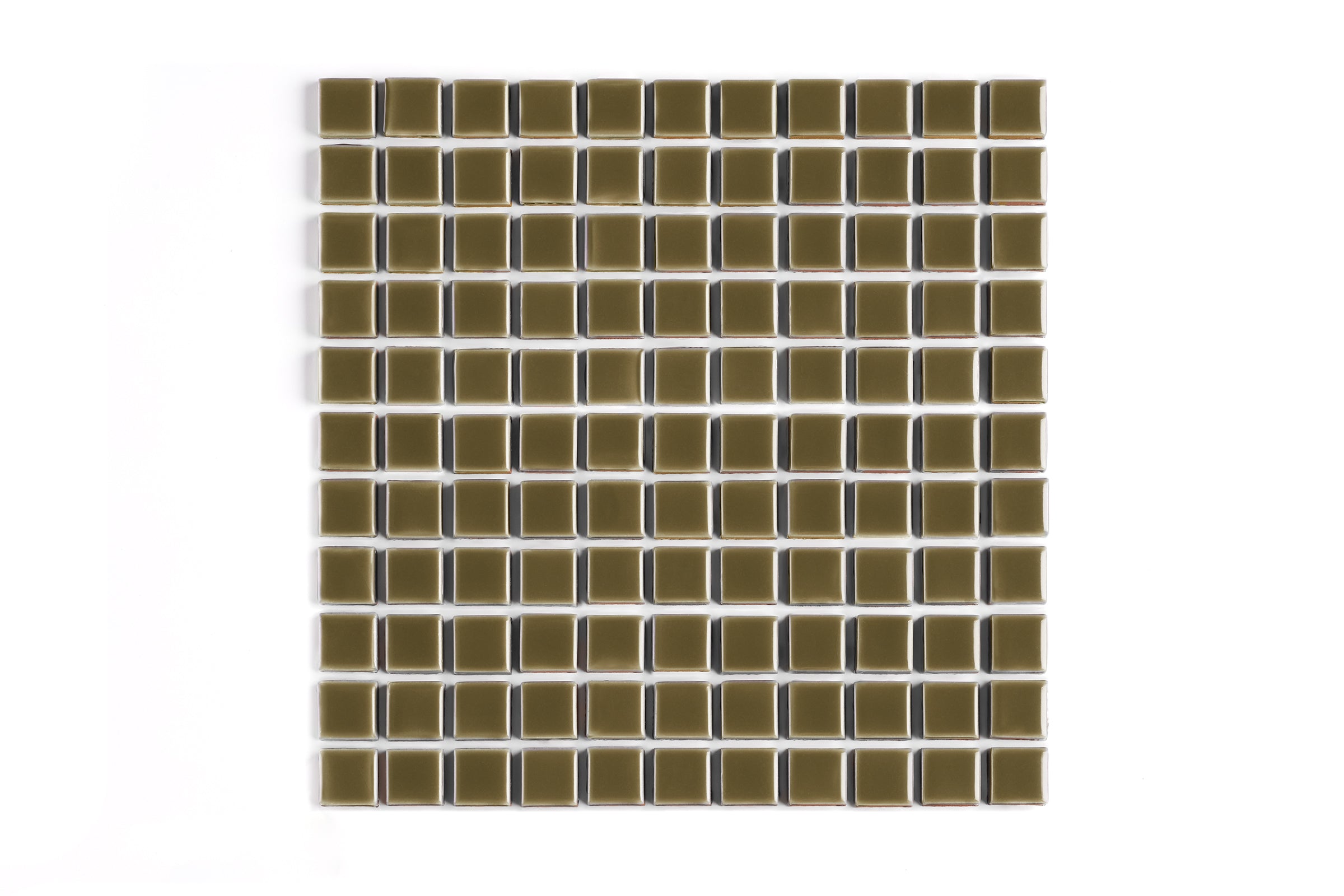1x1 Straight Set Sheeted Original Ceramic Mosaic Tile in Chaparral Gloss