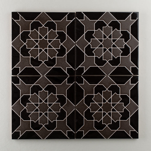 8x8 Handpainted Tile Sintra in Dark Motif