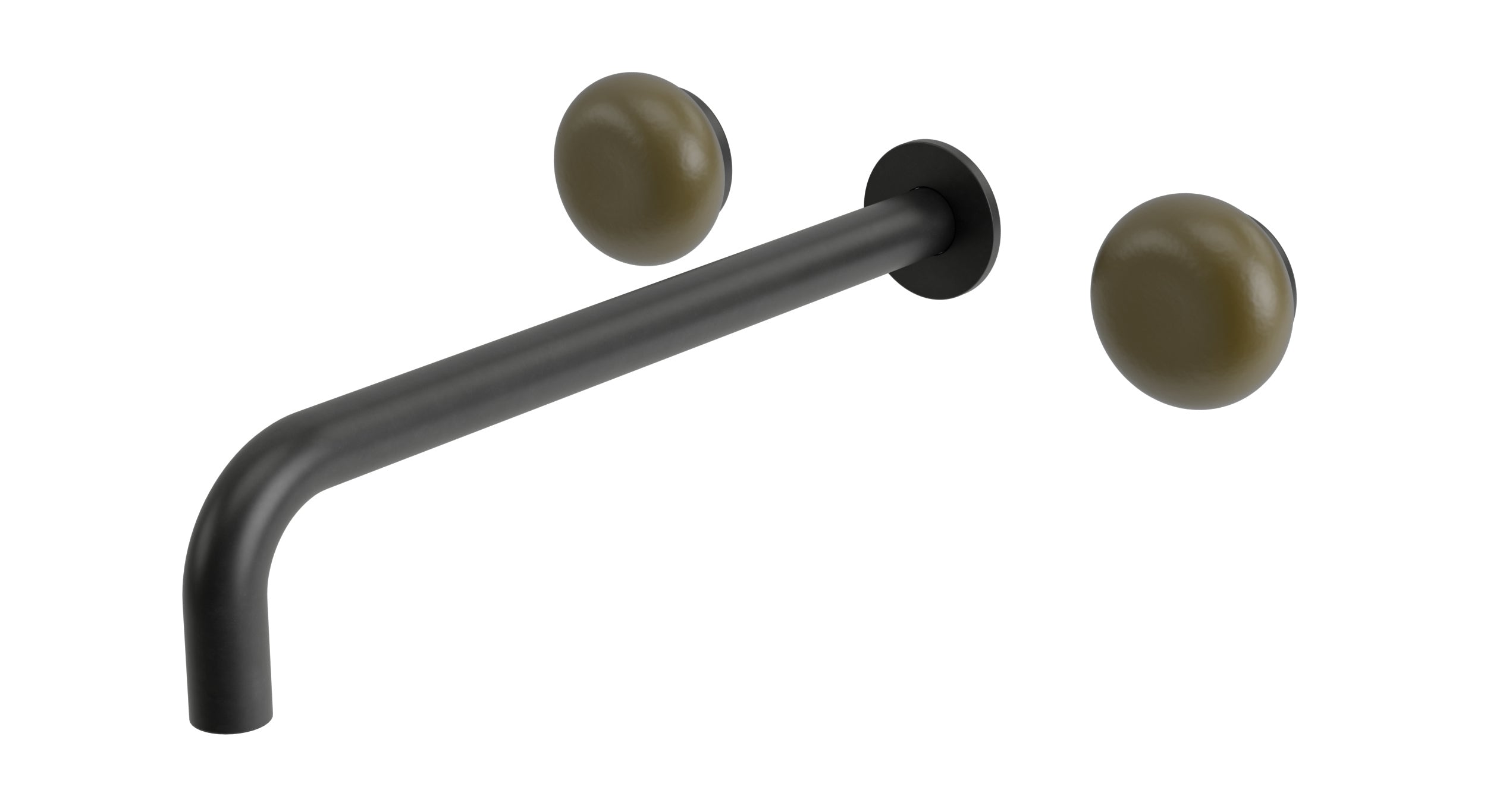 Foundry Two Handle Wall Mount 12" Lavatory Faucet with Pebble Ceramic Knob Handles in Oil Rubbed Bronze