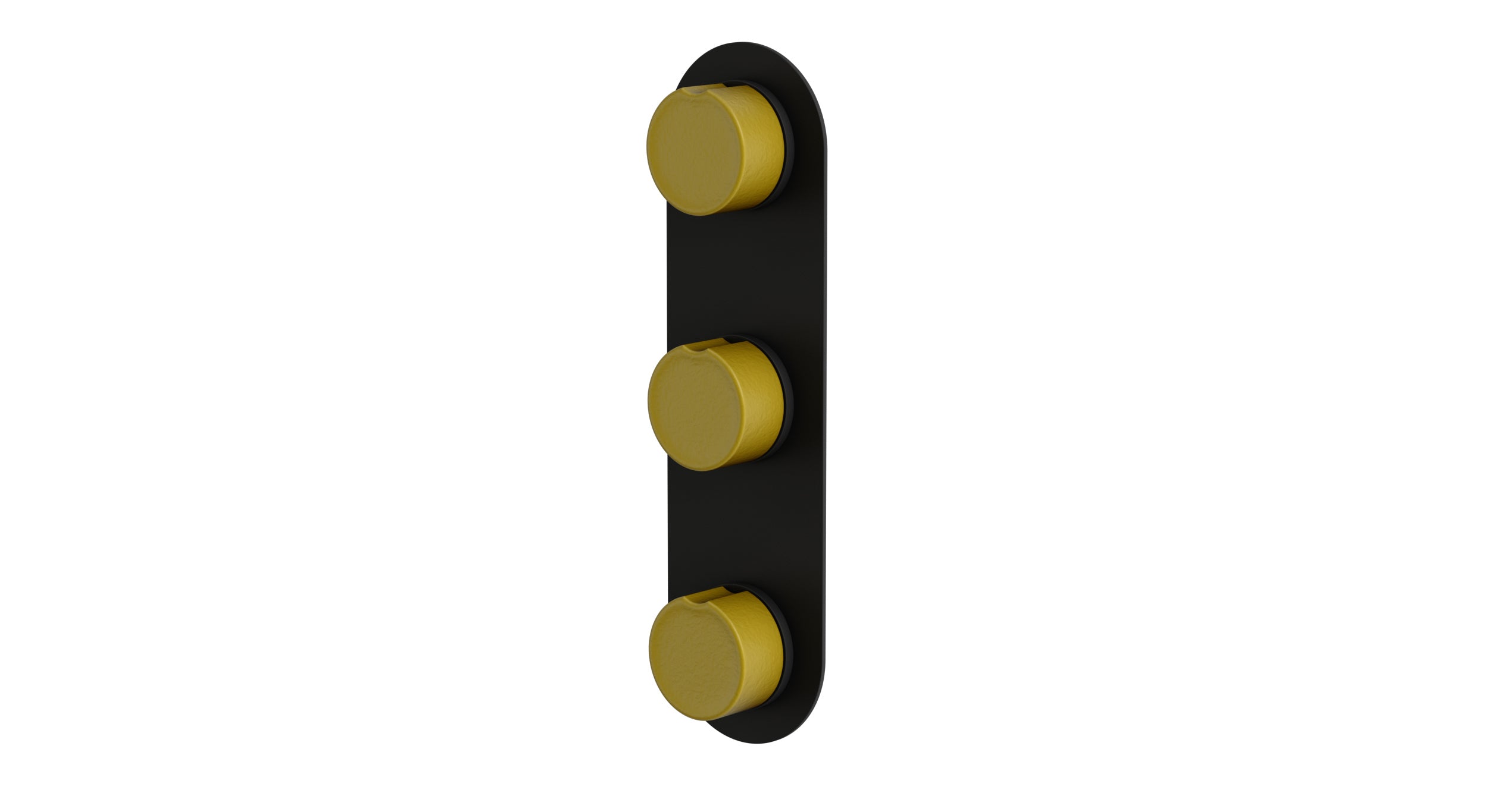 Foundry Three Handle Wall Mount Shower Trim with Groove Ceramic Knob Handles in Matte Black