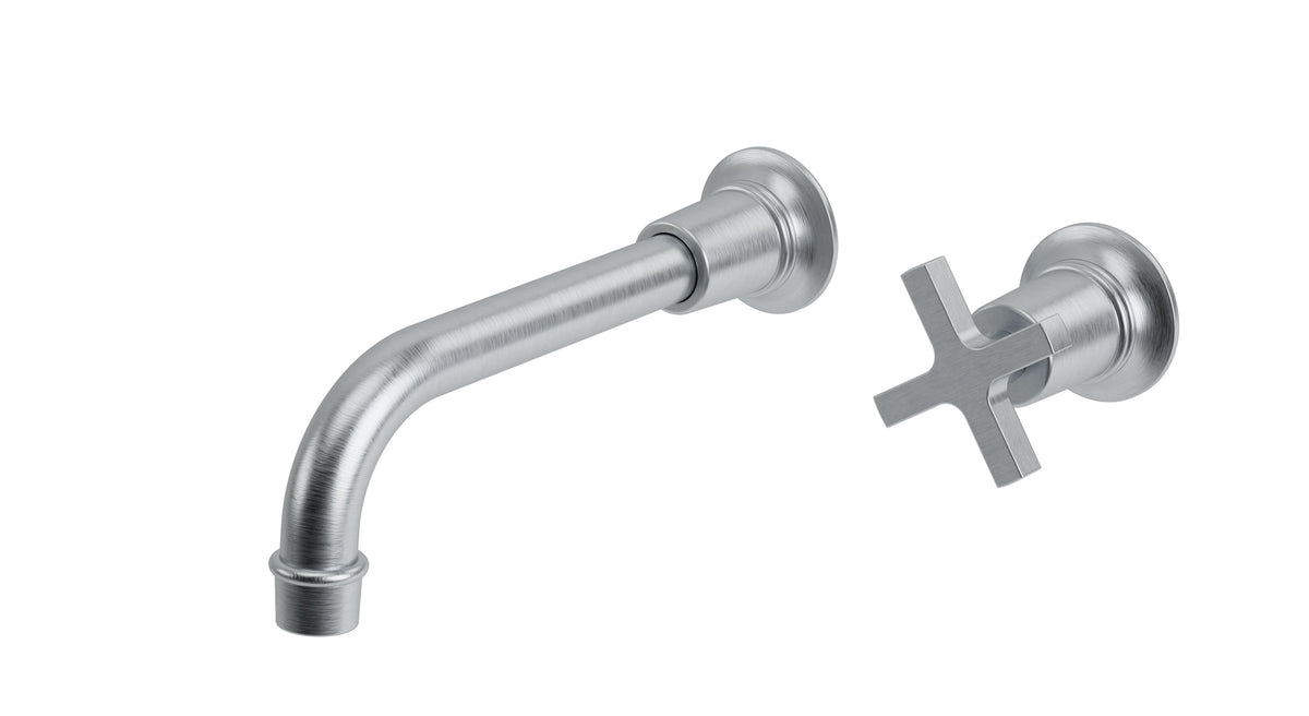Emerson One Handle Wall Mount 8.25" Lavatory Faucet with Classic Cross Handle in Satin Chrome