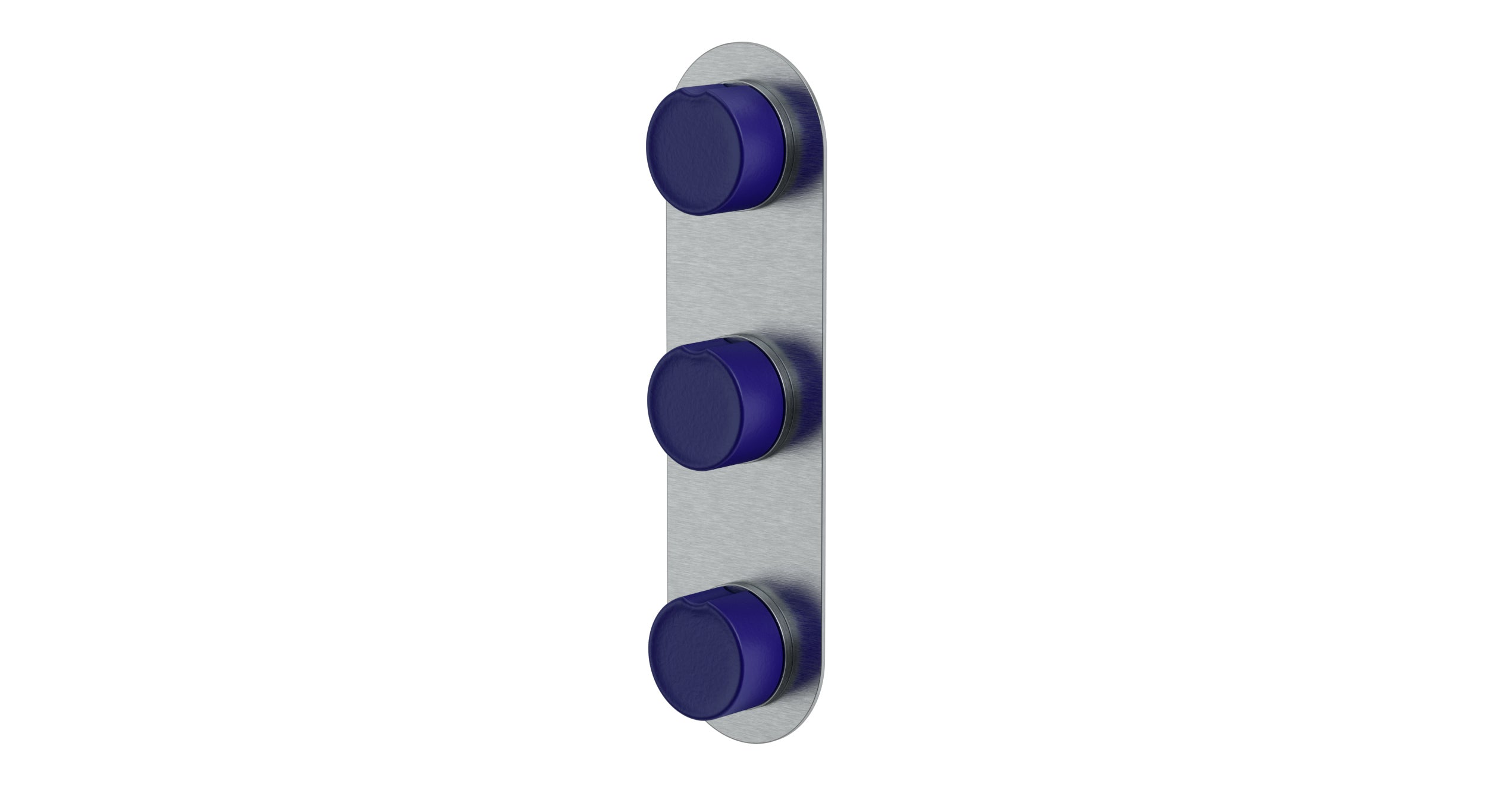 Foundry Three Handle Wall Mount Shower Trim with Groove Ceramic Knob Handles in Satin Chrome