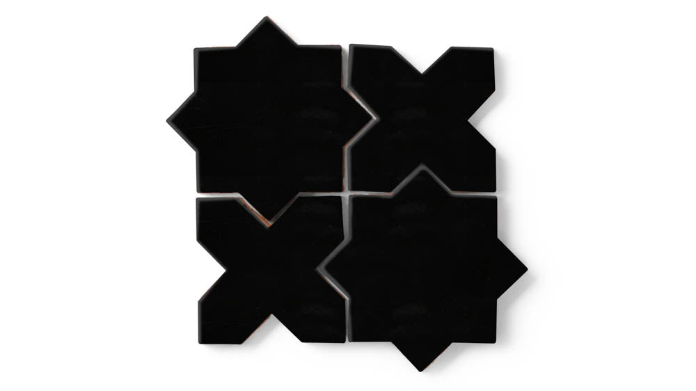 Star & Cross Original Ceramic Tile in Raven Gloss