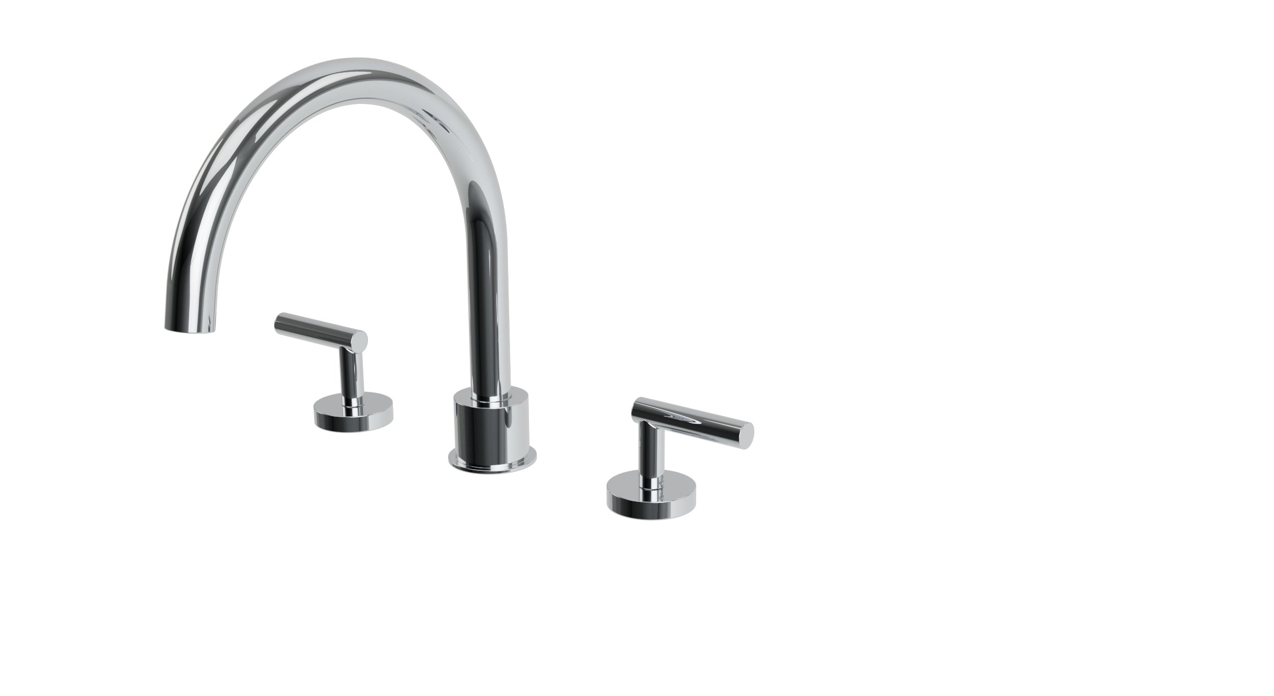 Contour Two Handle Deck Mount Gooseneck Bath Trim with Soft Lever Handles
