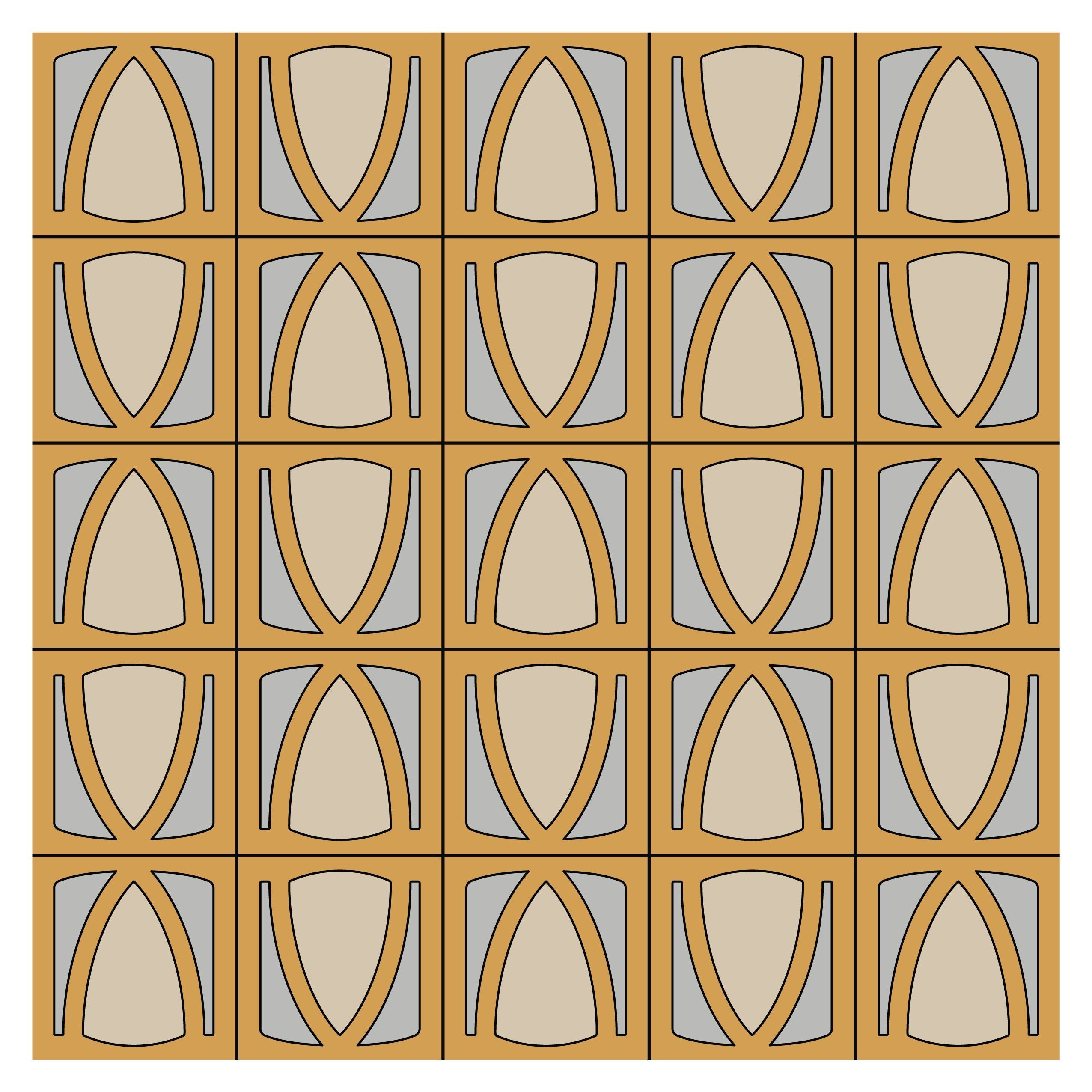8x8 Handpainted Tile Los Angeles in Yellow Motif