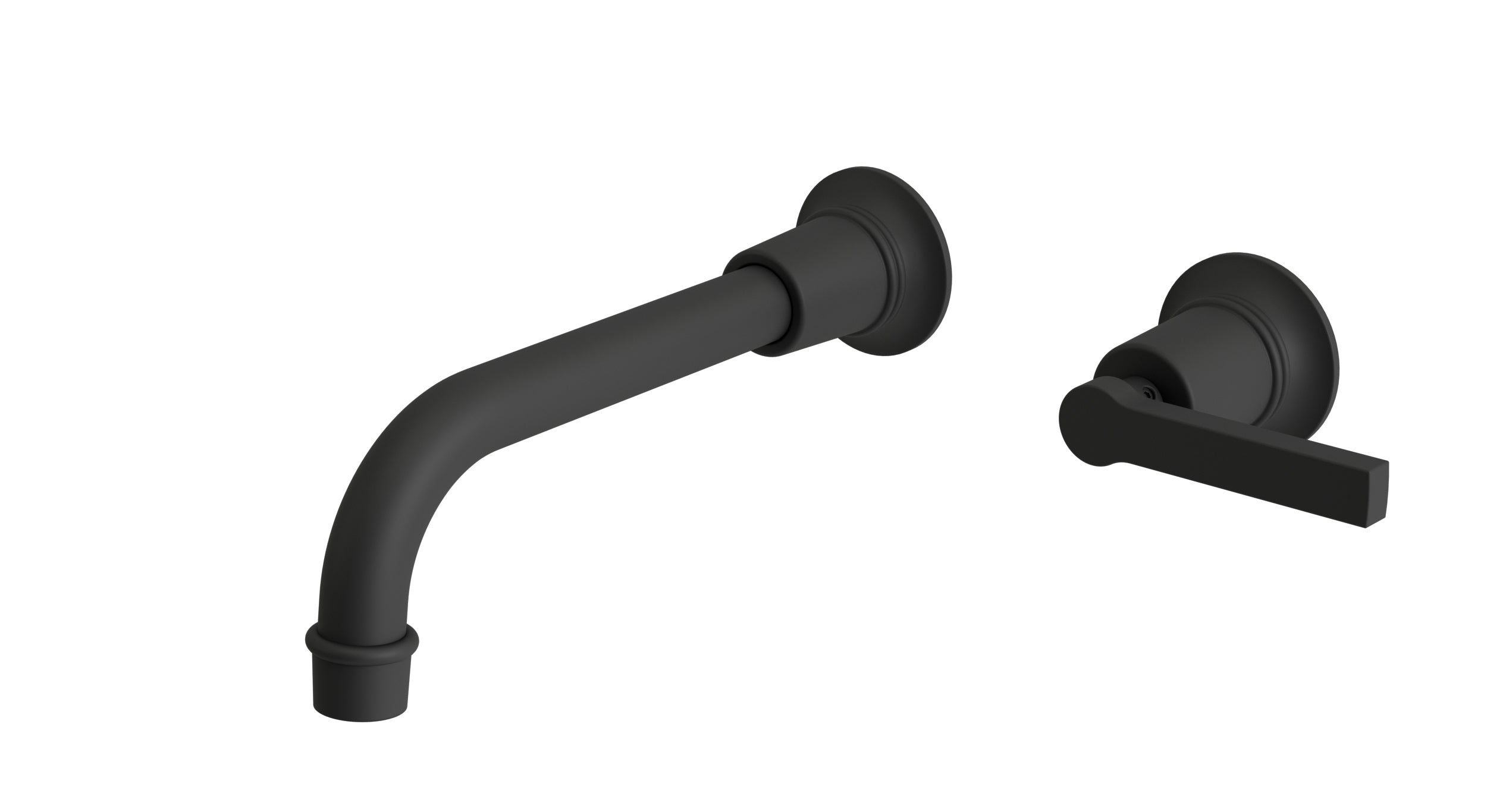Emerson One Handle Wall Mount 8.25" Lavatory Faucet with Classic Lever Handle in Matte Black