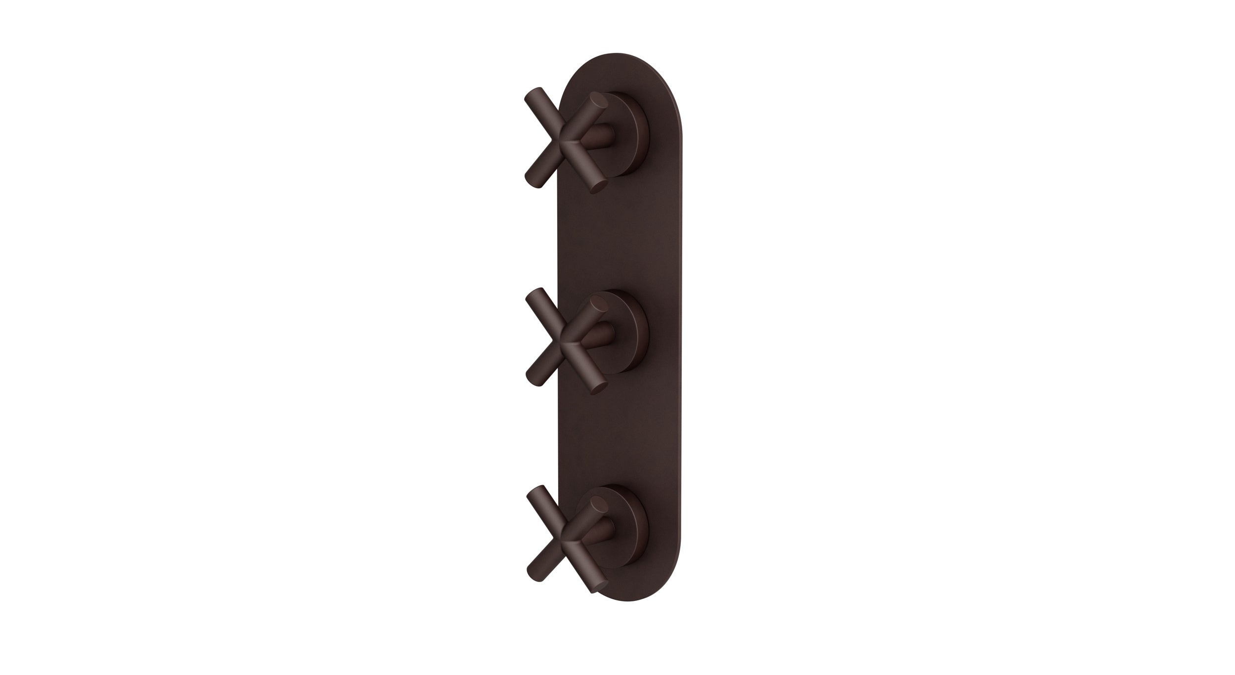 Contour Three Handle Wall Mount Shower Trim with Soft Cross Handles in Architectural Copper