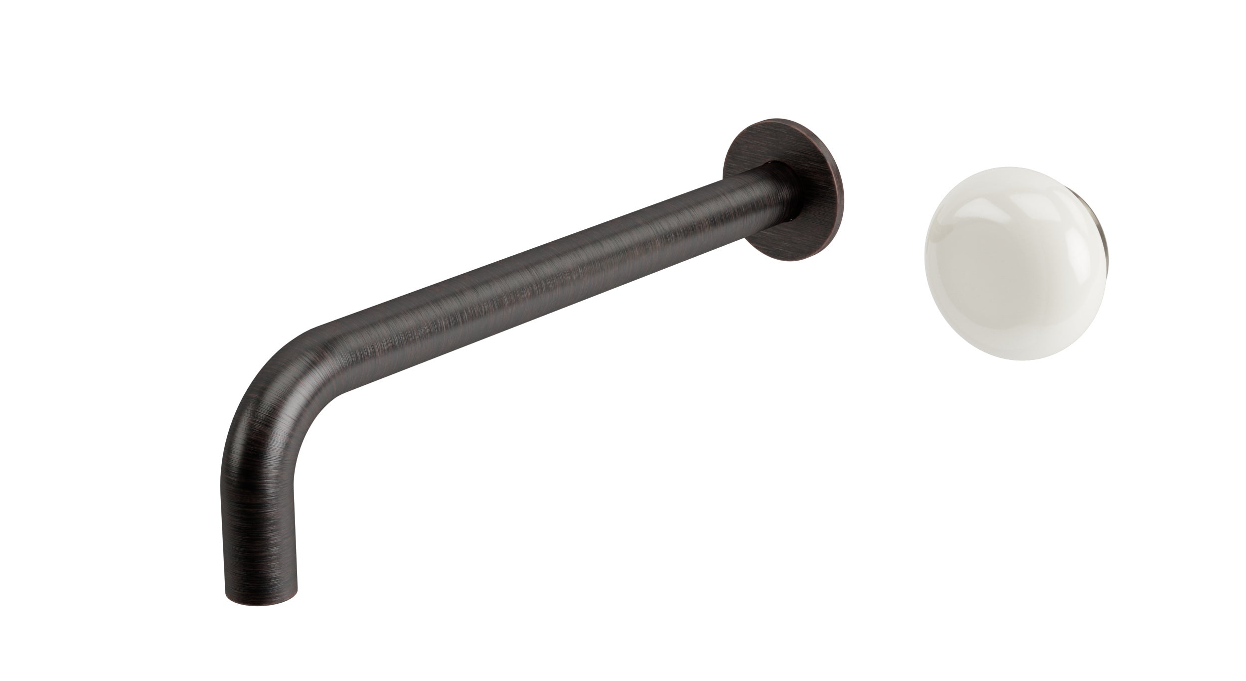 Foundry One Handle Wall Mount 10" Lavatory Faucet with Pebble Ceramic Knob Handle in Antique Bronze