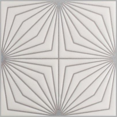 8x8 Handpainted Tile Starburst in Neutral Motif