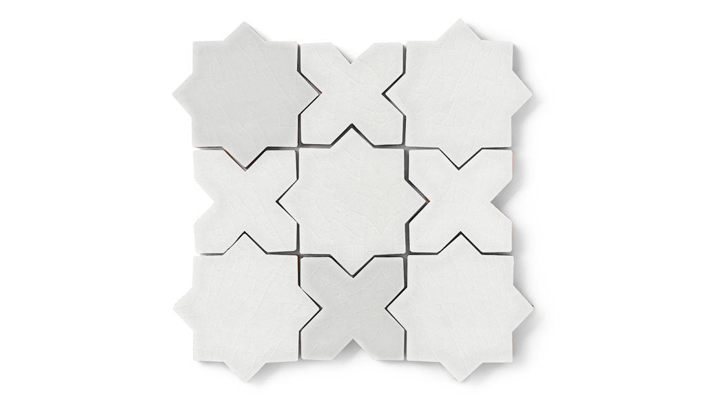 Mini Star & Cross Original Ceramic Tile in Frost Gloss
