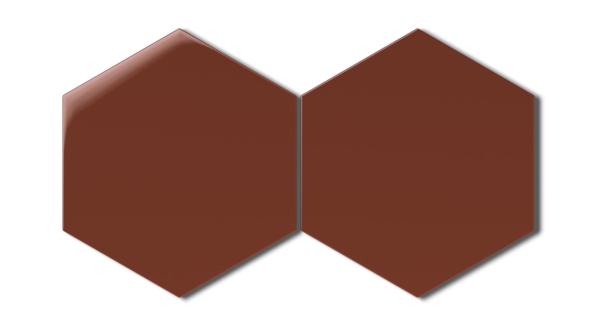 8" Hexagon Natural Press Ceramic Tile in Red Iron Oxide Gloss
