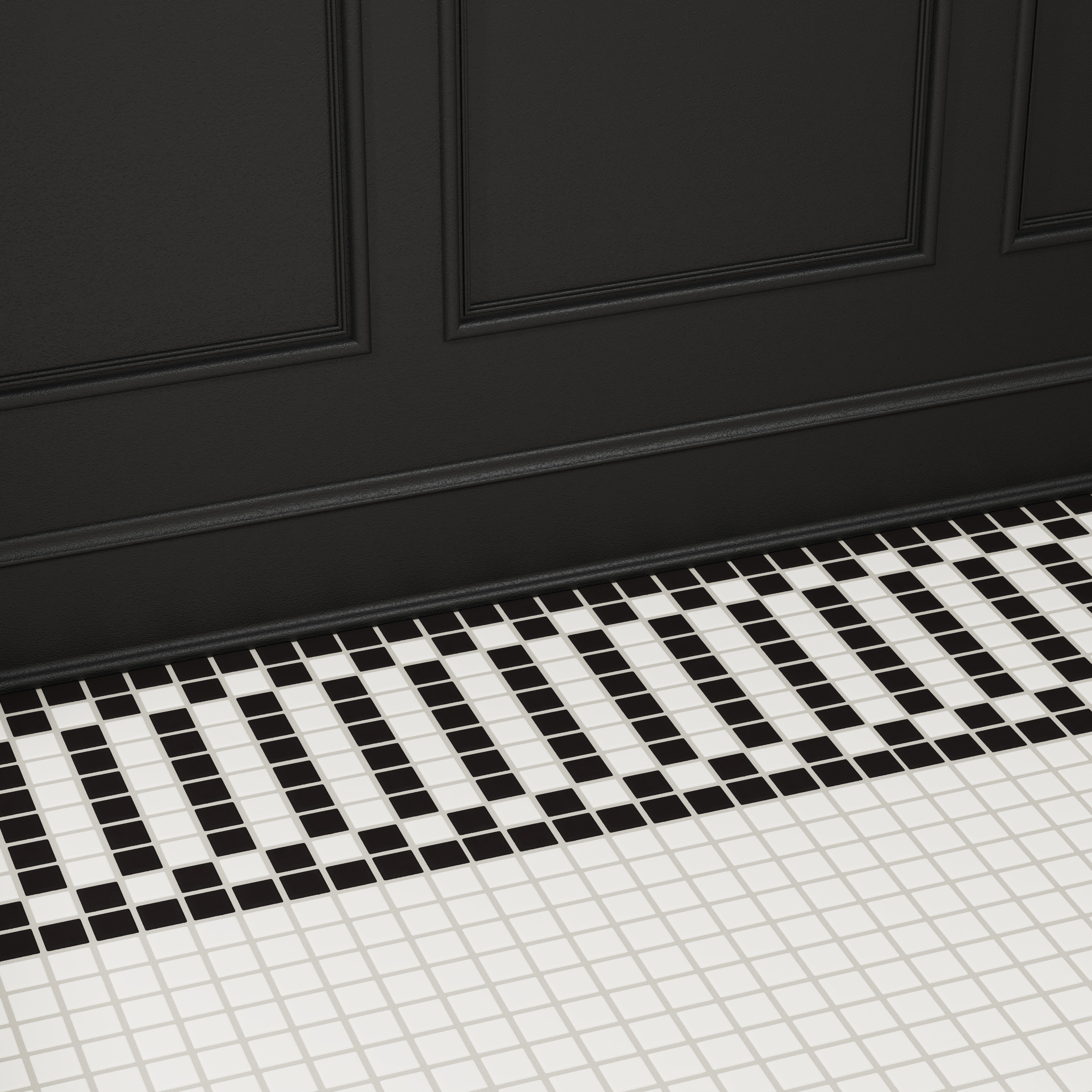 1x1 Ribbon Border Sheeted Original Ceramic Tile in Nocturne Matte