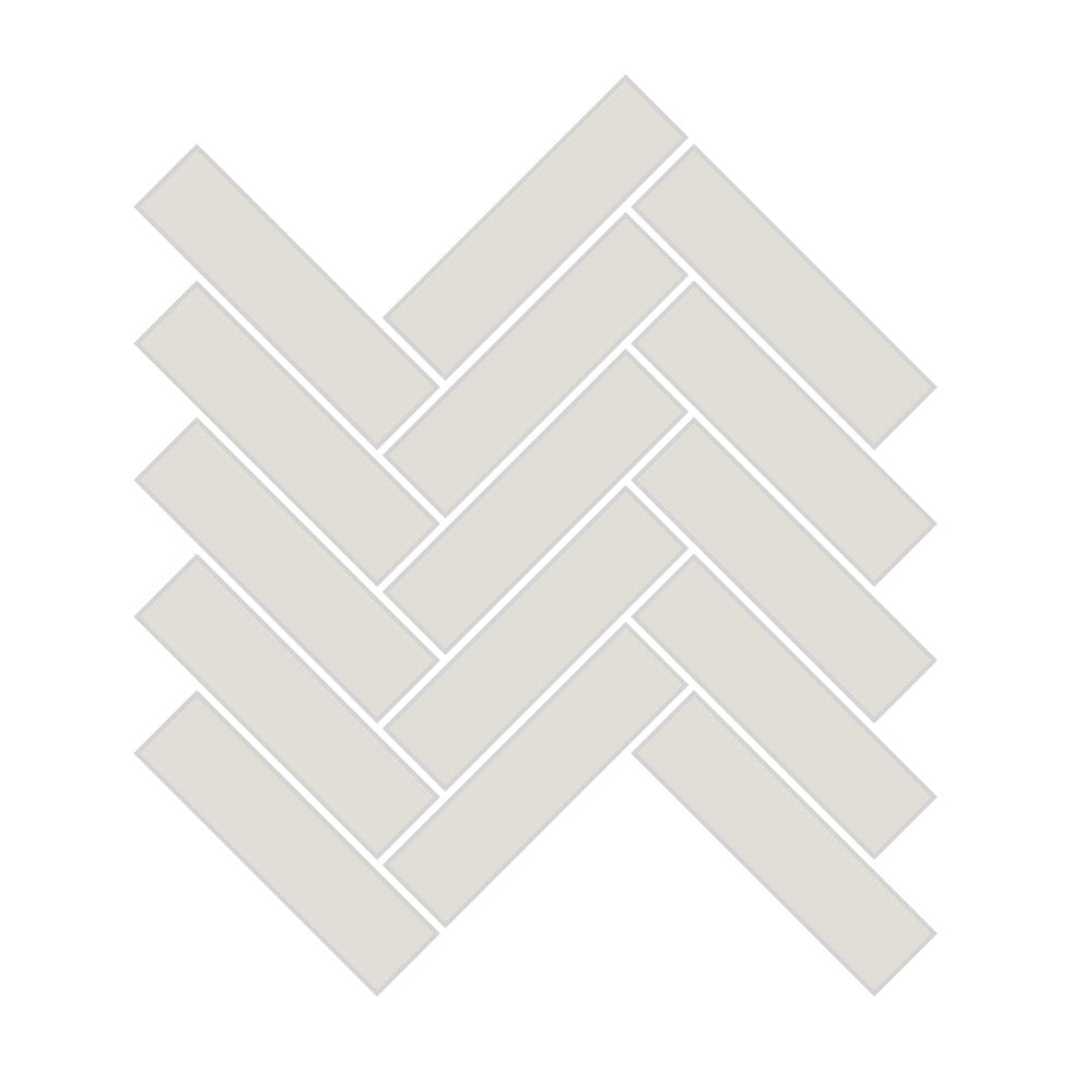 1x4 Herringbone Sheeted Glass Mosaic Tile in Dove Matte