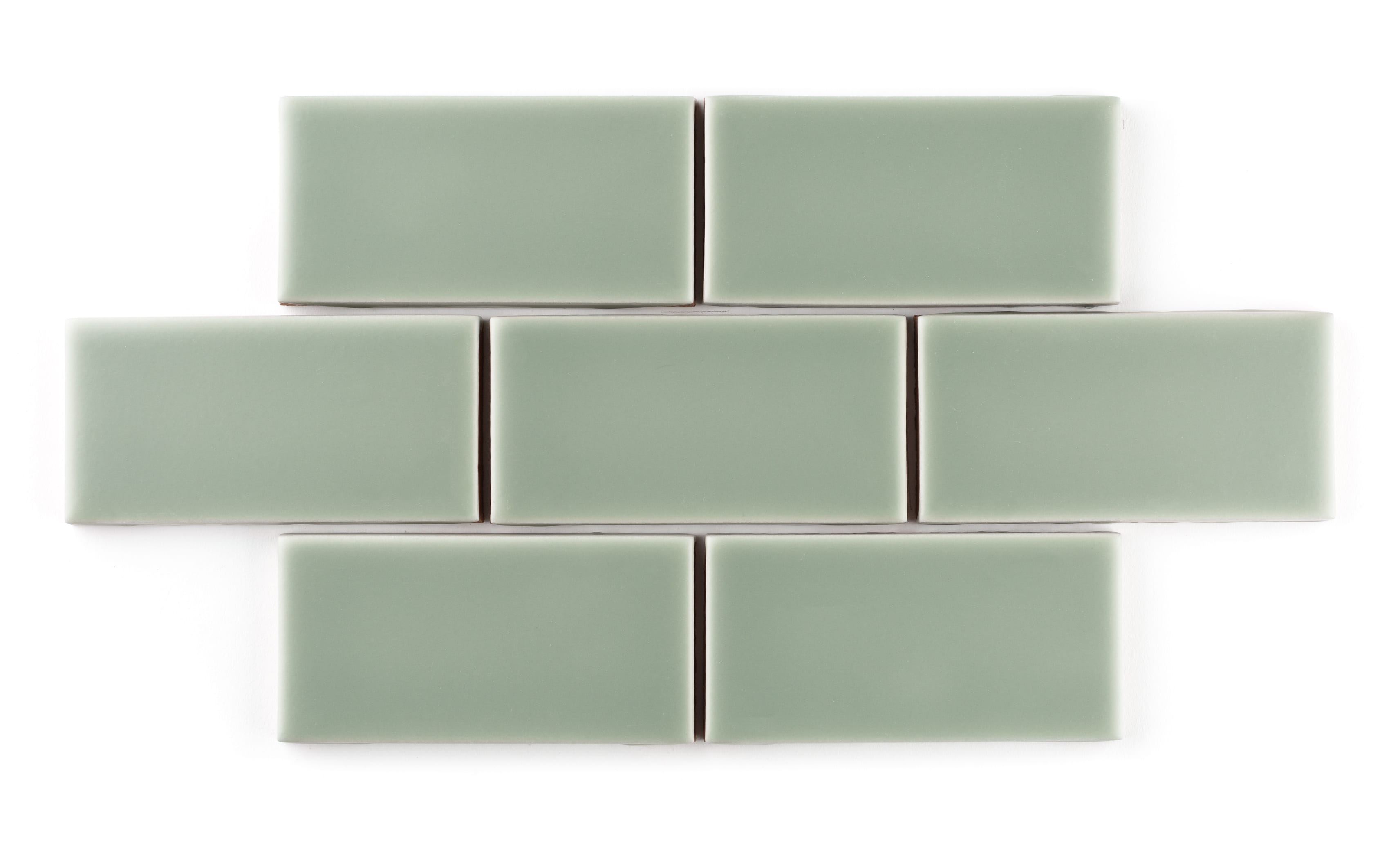 1x6 Half Offset Sheeted Original Ceramic Mosaic Tile in Rosemary Matte