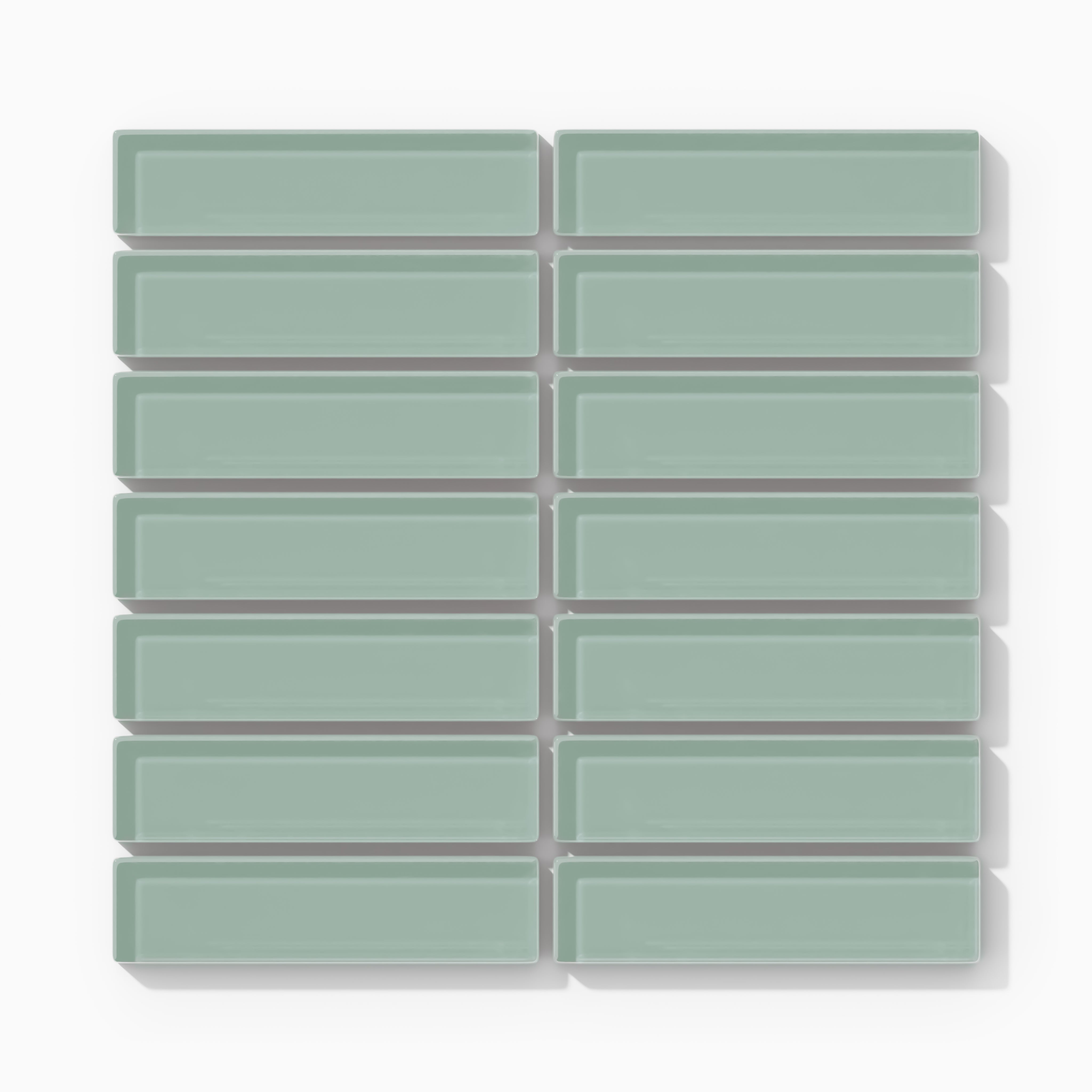 1x4 Straight Set Sheeted Glass Mosaic Tile in Kingfisher Gloss