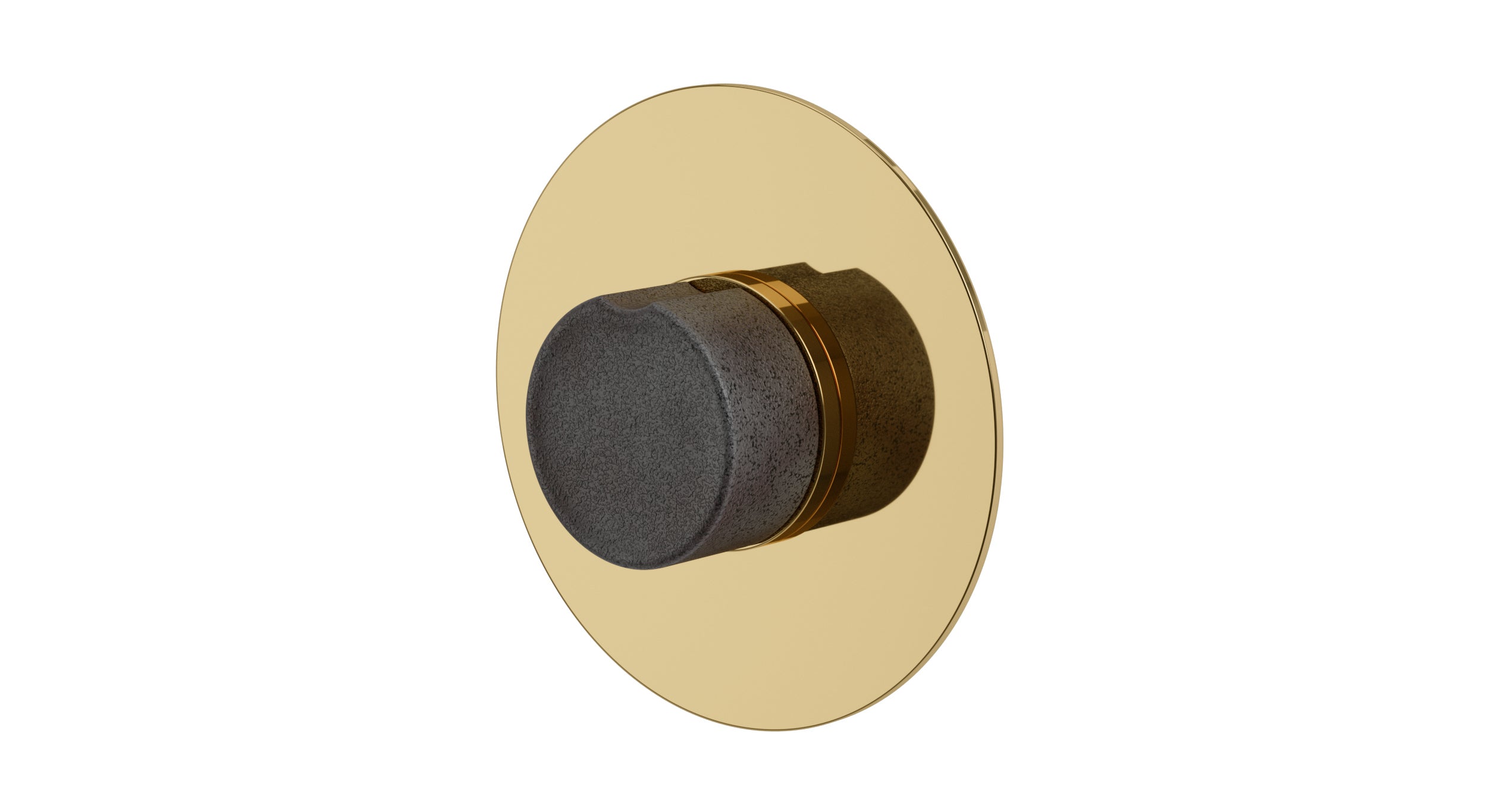 Foundry One Handle Wall Mount Shower Trim with Groove Ceramic Knob Handle in Polished Brass