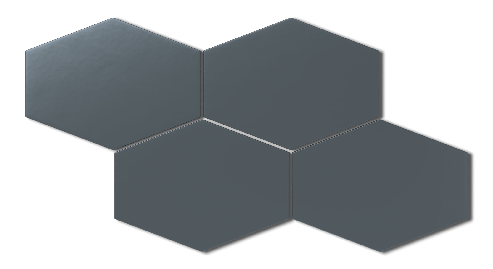 Elongated Hexagon Natural Press Ceramic Tile in Indigo Matte