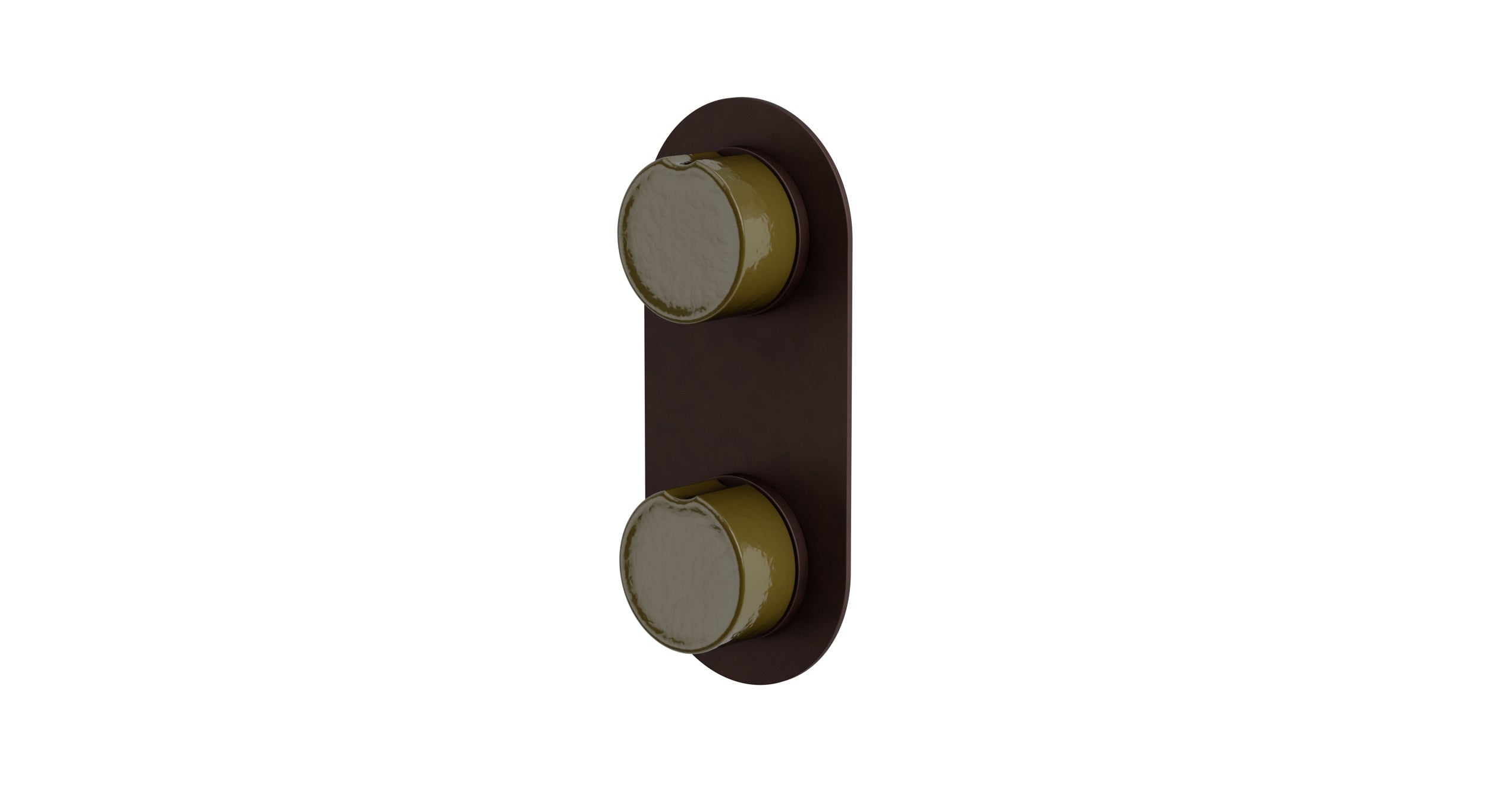 Foundry Two Handle Wall Mount Shower Trim with Groove Ceramic Knob Handles in Architectural Copper