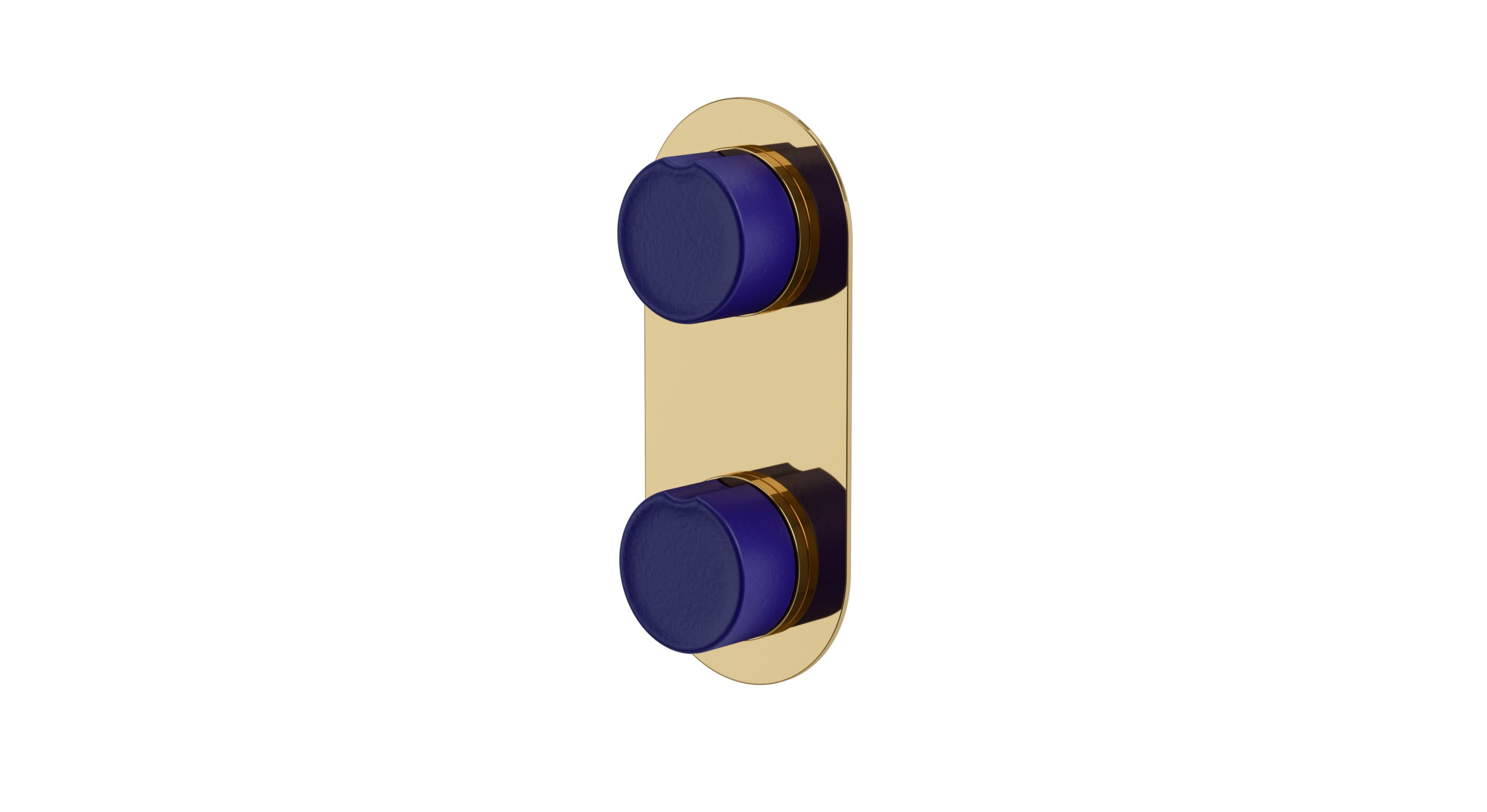 Foundry Two Handle Wall Mount Shower Trim with Groove Ceramic Knob Handles in Polished Brass