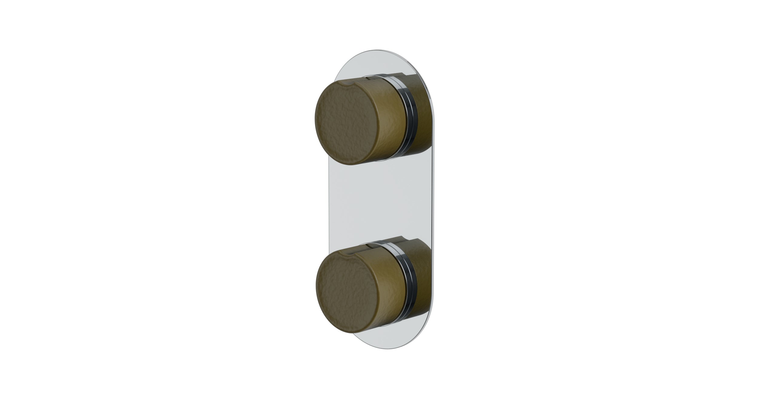 Foundry Two Handle Wall Mount Shower Trim with Groove Ceramic Knob Handles in Polished Chrome