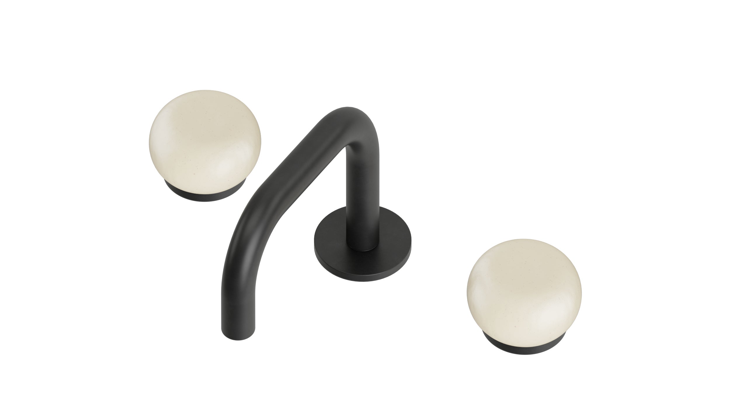 Foundry Two Handle Deck Mount Squaretop Lavatory Faucet with Pebble Ceramic Knob Handles in Oil Rubbed Bronze