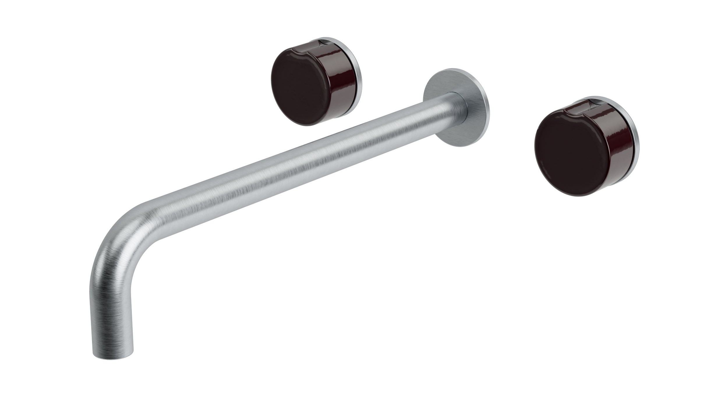 Foundry Two Handle Wall Mount 12" Lavatory Faucet with Groove Ceramic Knob Handles in Satin Chrome
