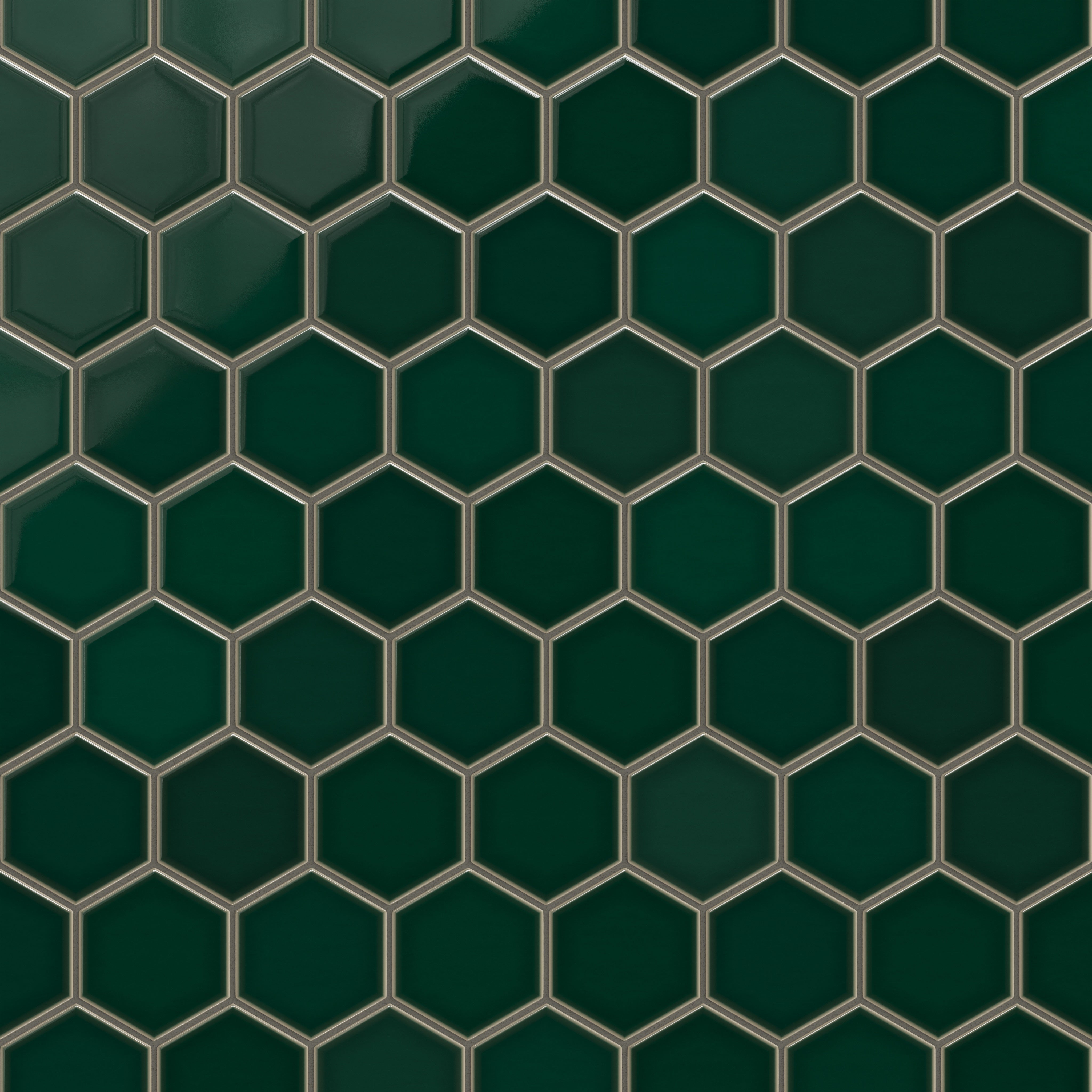4" Hexagon Original Ceramic Tile in Evergreen Gloss