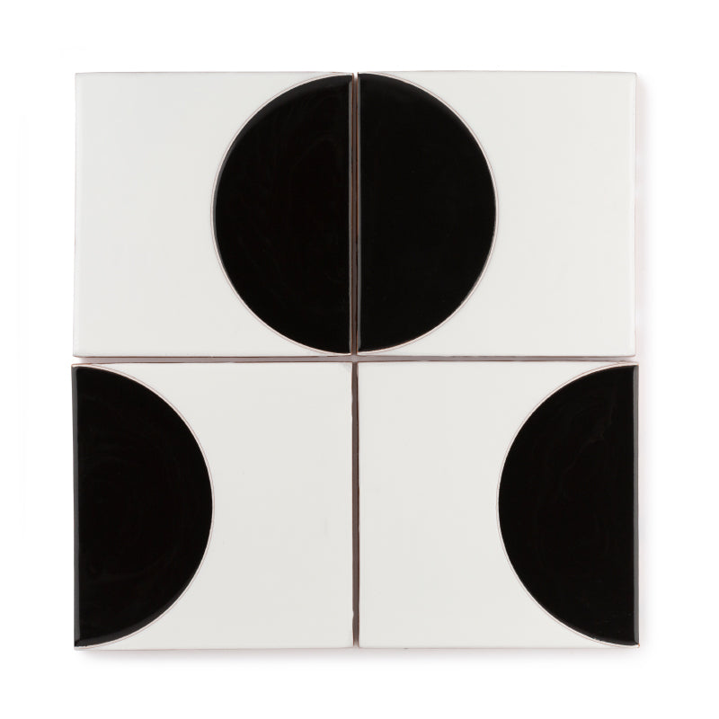 6x6 Handpainted Tile Dot Dash 7 in Charcoal