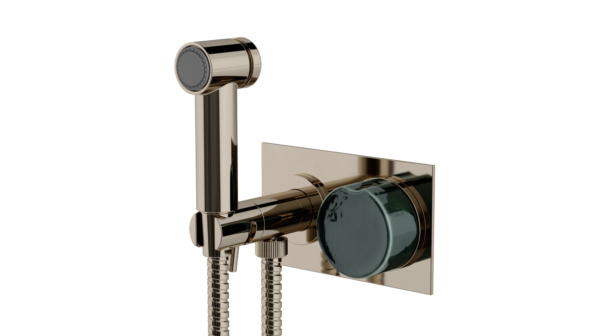 Foundry One Handle Wall Mount Bidet Trim with Groove Ceramic Knob Handle in Polished Nickel