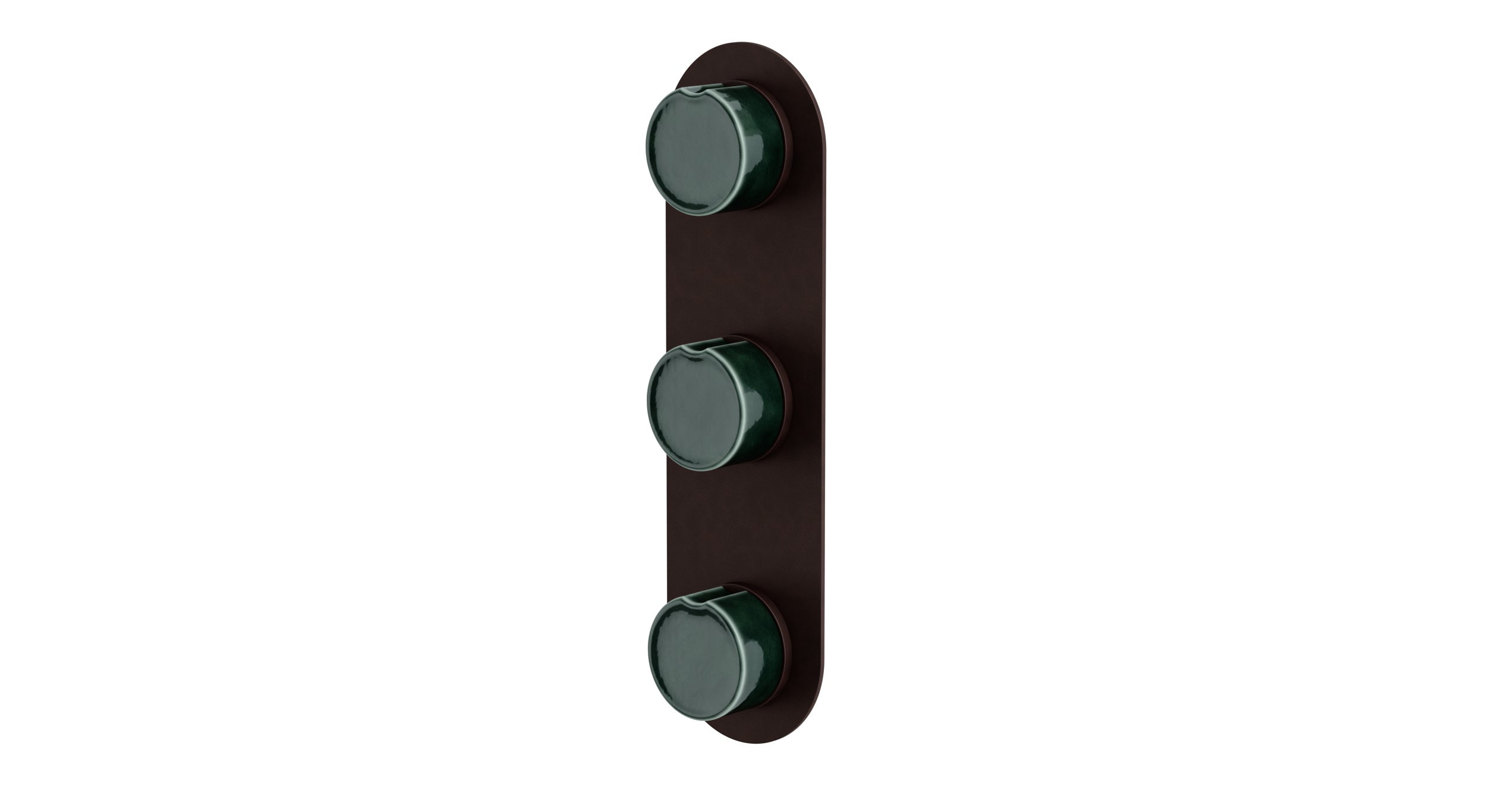 Foundry Three Handle Wall Mount Shower Trim with Groove Ceramic Knob Handles in Architectural Copper