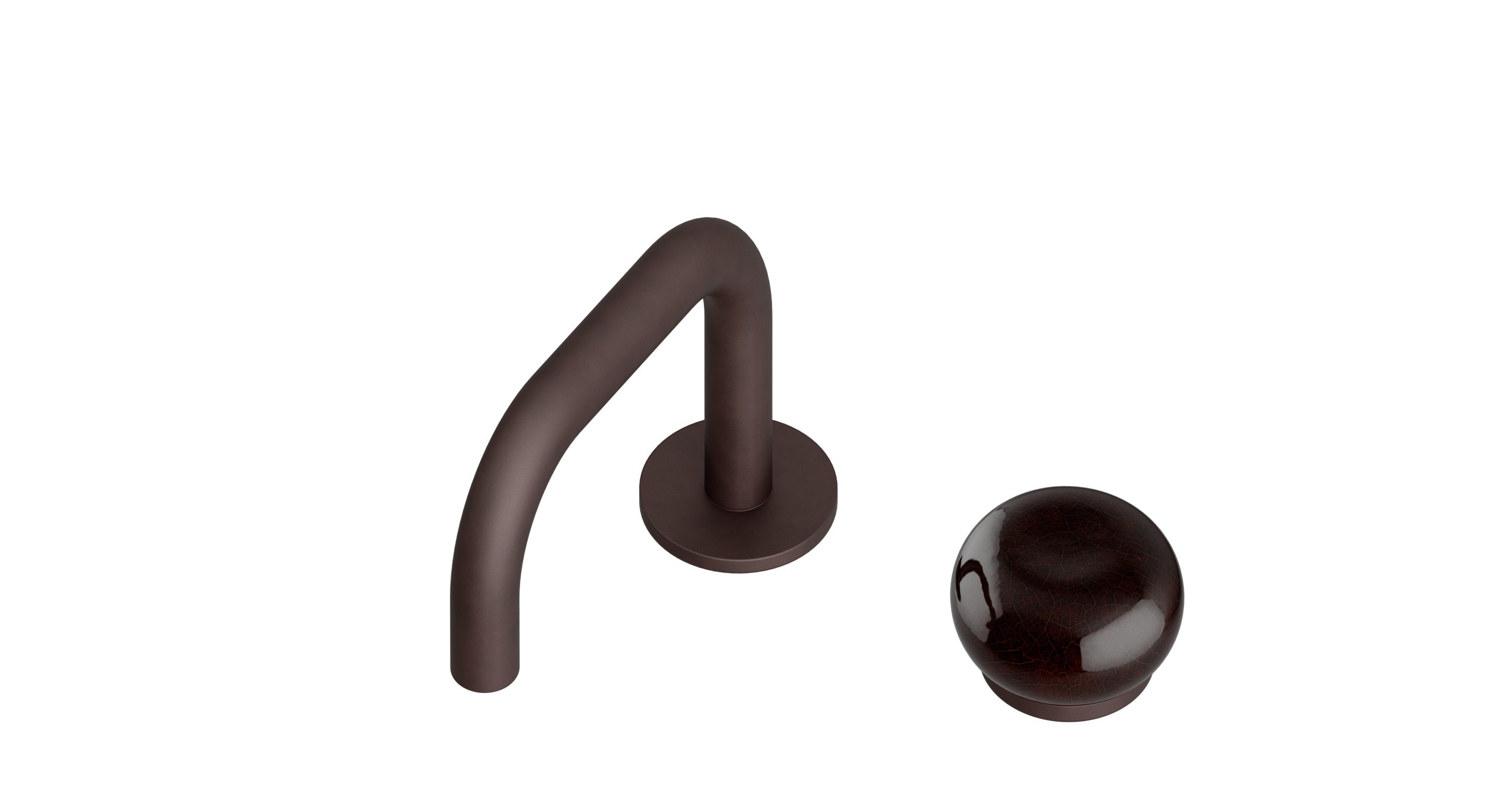 Foundry One Handle Deck Mount Squaretop Lavatory Faucet with Pebble Ceramic Knob Handle in Architectural Copper
