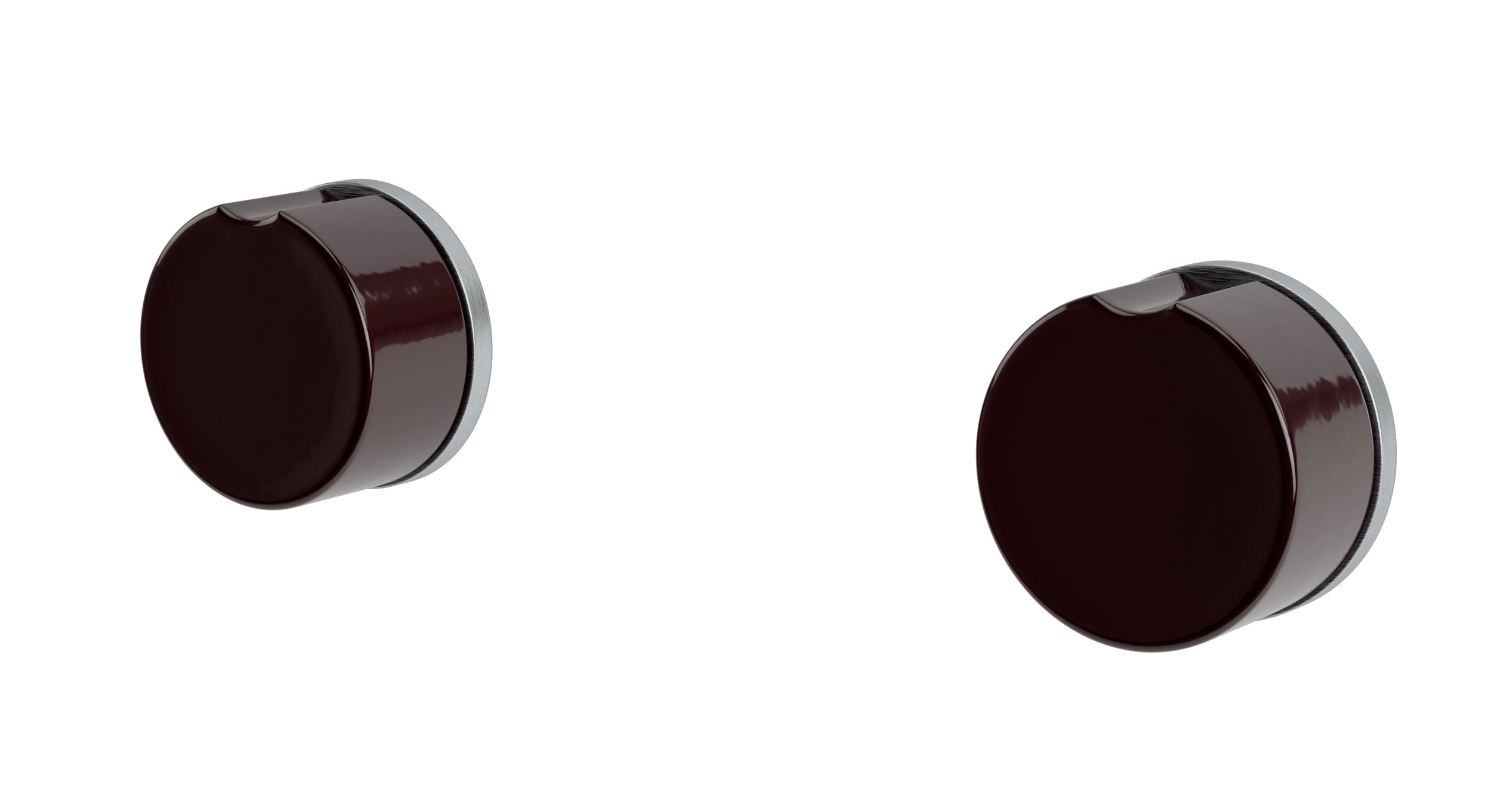 Foundry Two Handle Wall Mount Bath Trim with Groove Ceramic Knob Handles in Satin Chrome