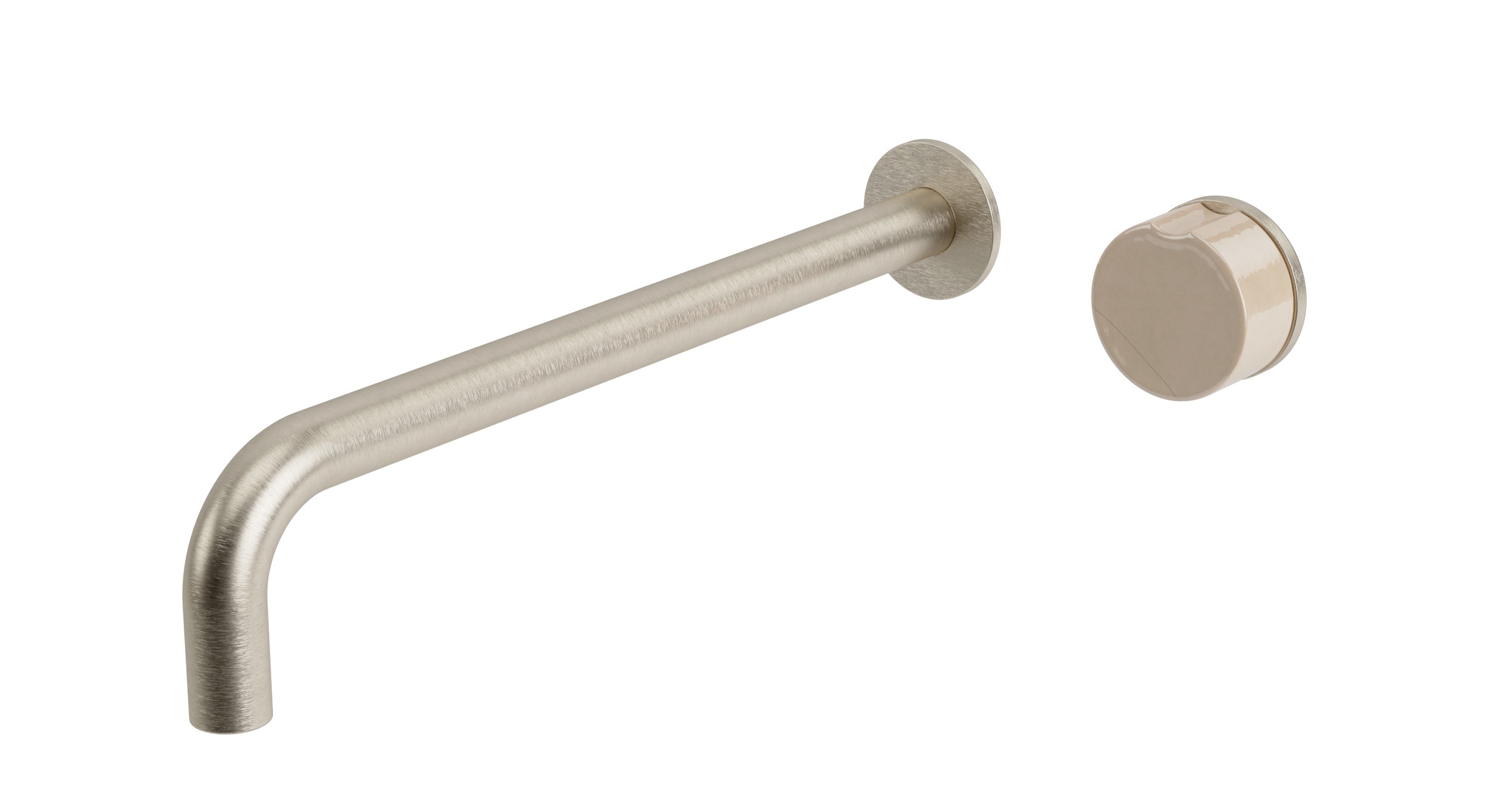Foundry One Handle Wall Mount 12" Lavatory Faucet with Pebble Ceramic Knob Handle in Satin Nickel