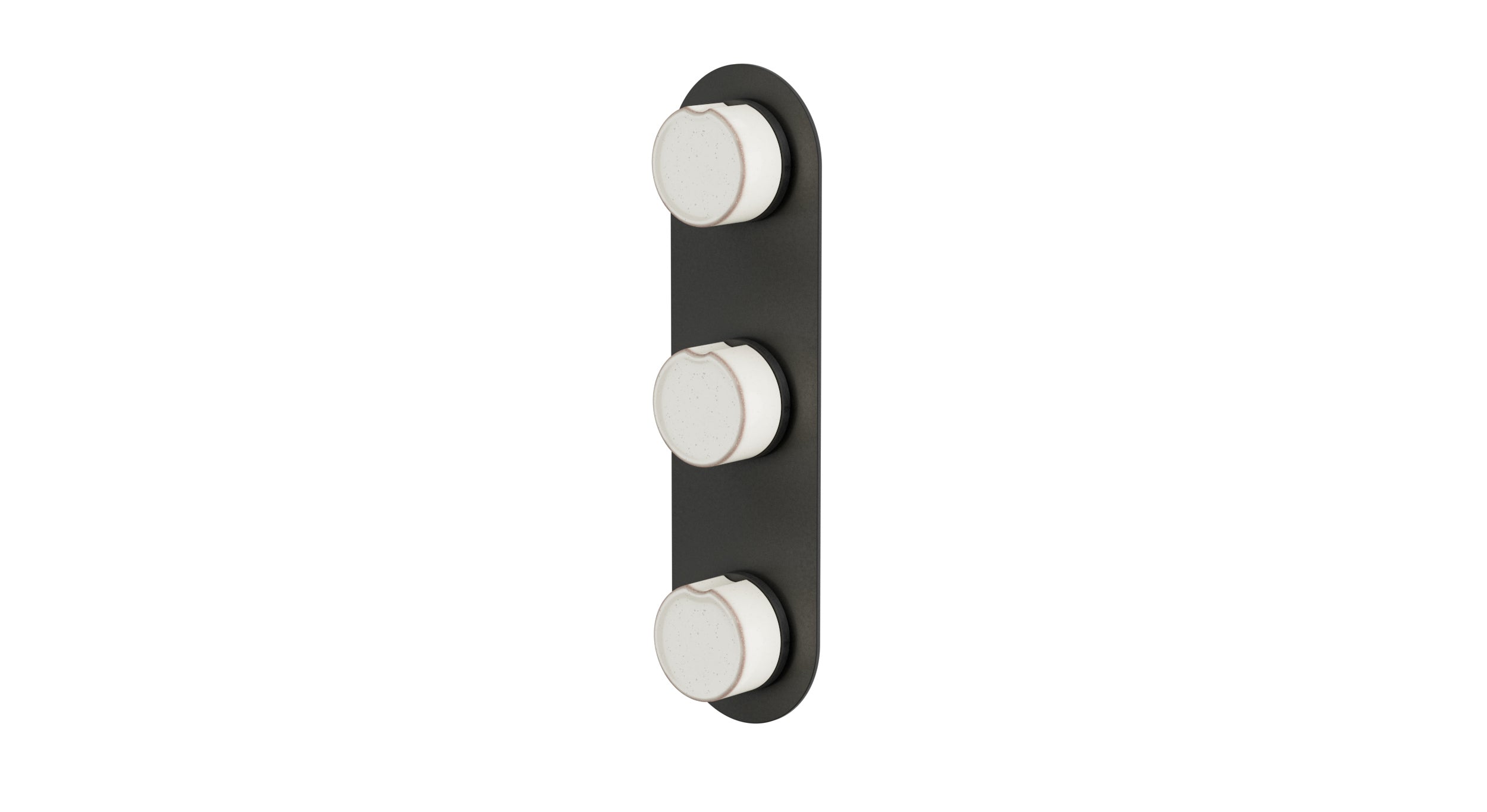 Foundry Three Handle Wall Mount Shower Trim with Groove Ceramic Knob Handles in Blackened Nickel