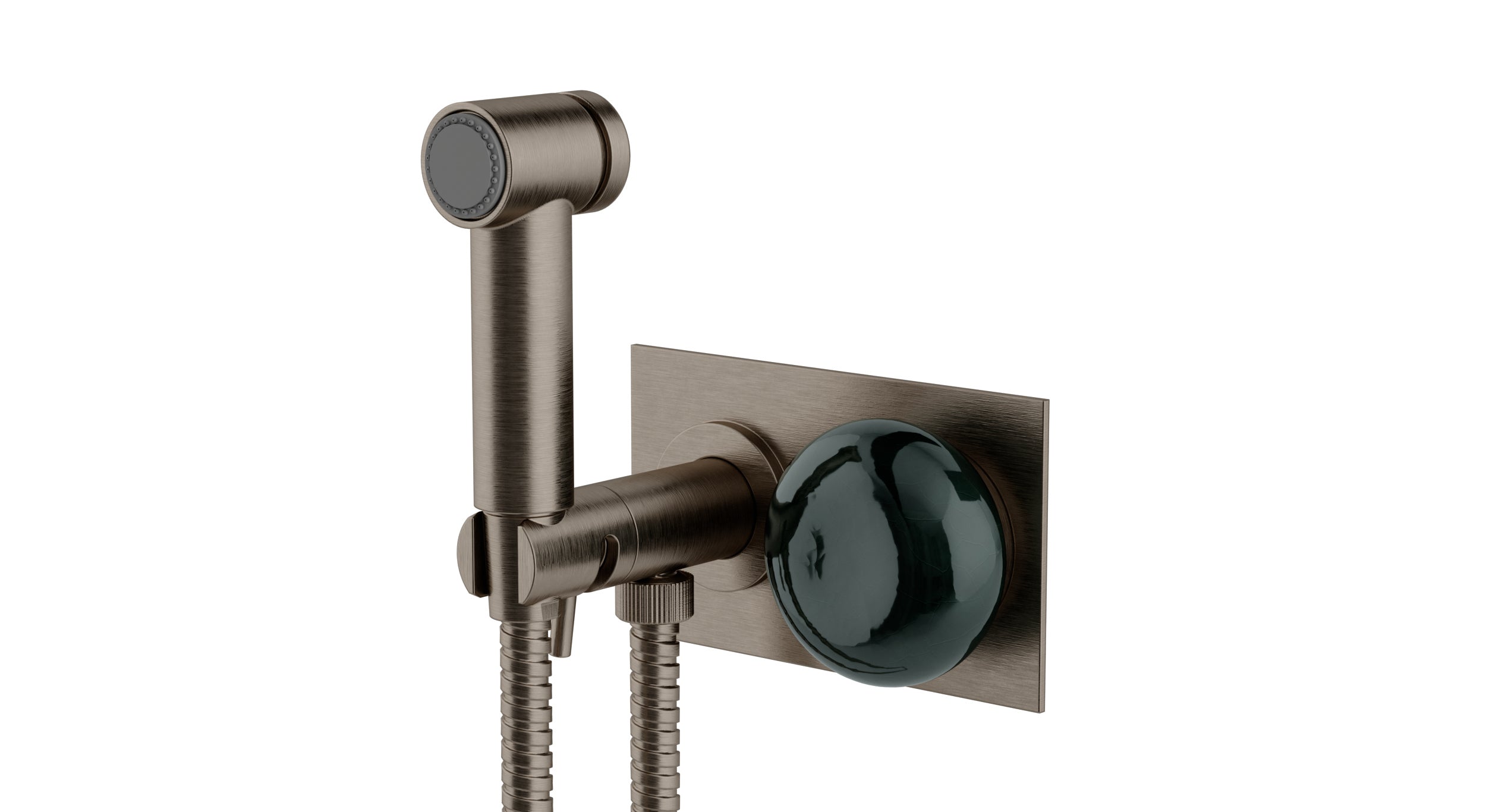Foundry One Handle Wall Mount Bidet Trim with Pebble Ceramic Knob Handle in Antique Nickel