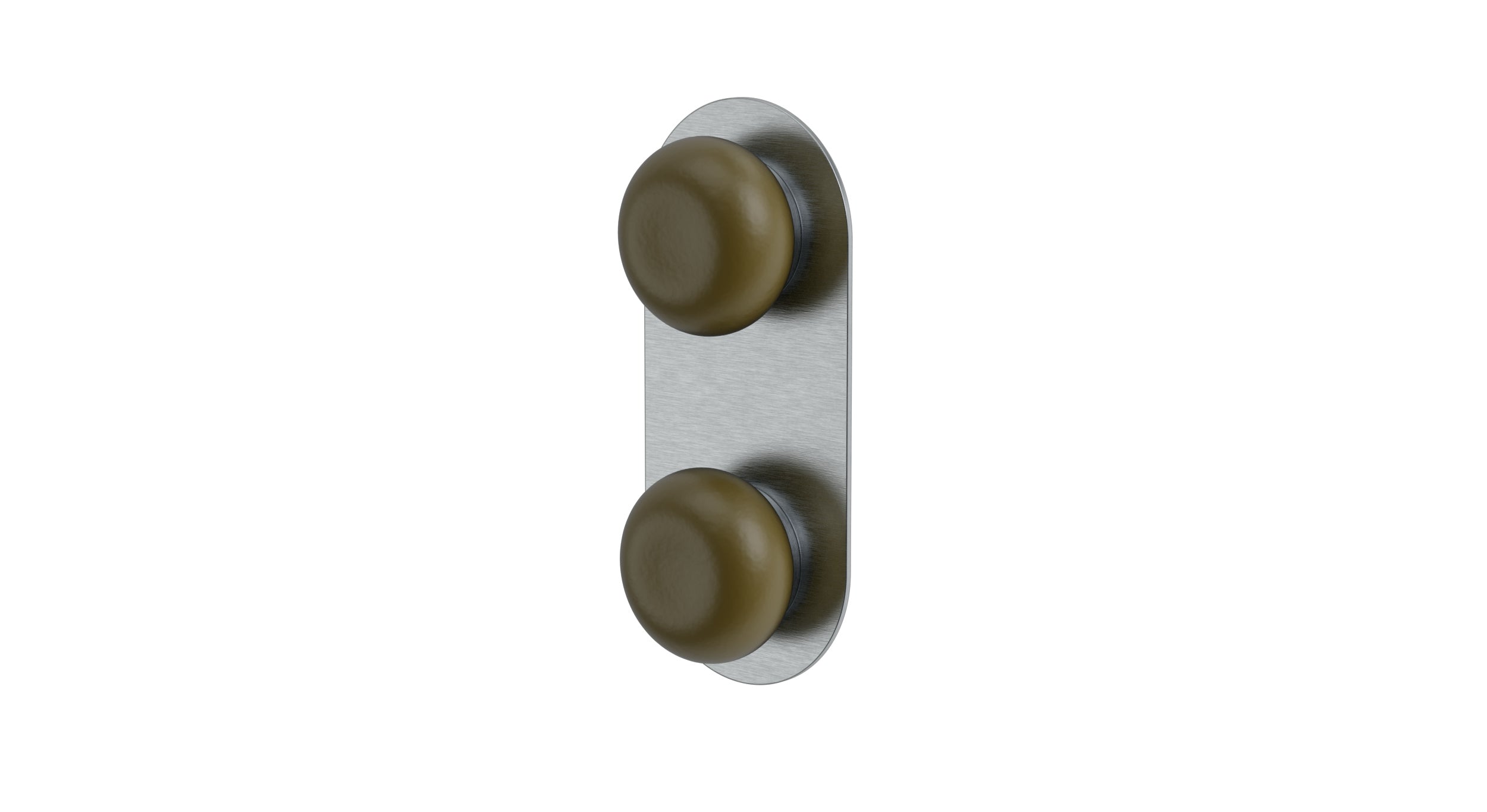 Foundry Two Handle Wall Mount Shower Trim with Pebble Ceramic Knob Handles in Satin Chrome