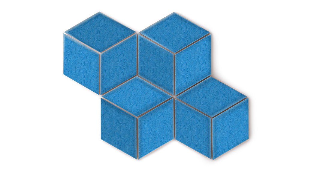 Large Diamond Original Ceramic Tile in Aegean Sea Gloss