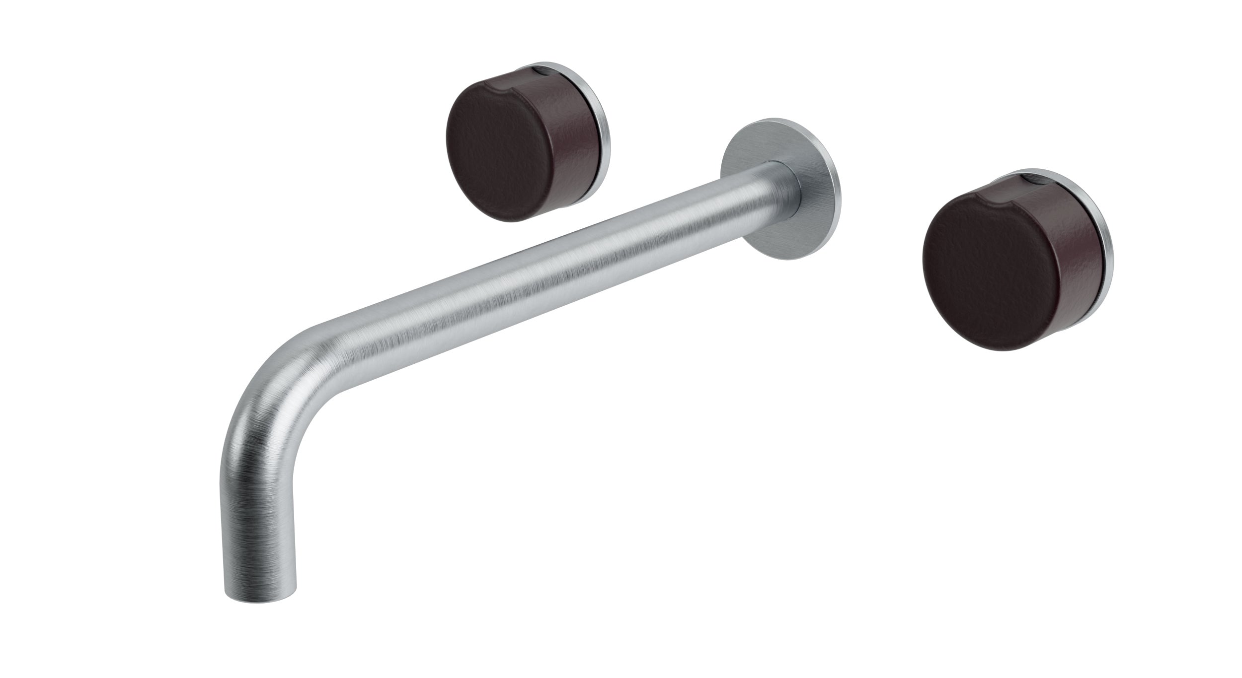Foundry Two Handle Wall Mount 10" Lavatory Faucet with Groove Ceramic Knob Handles in Satin Chrome