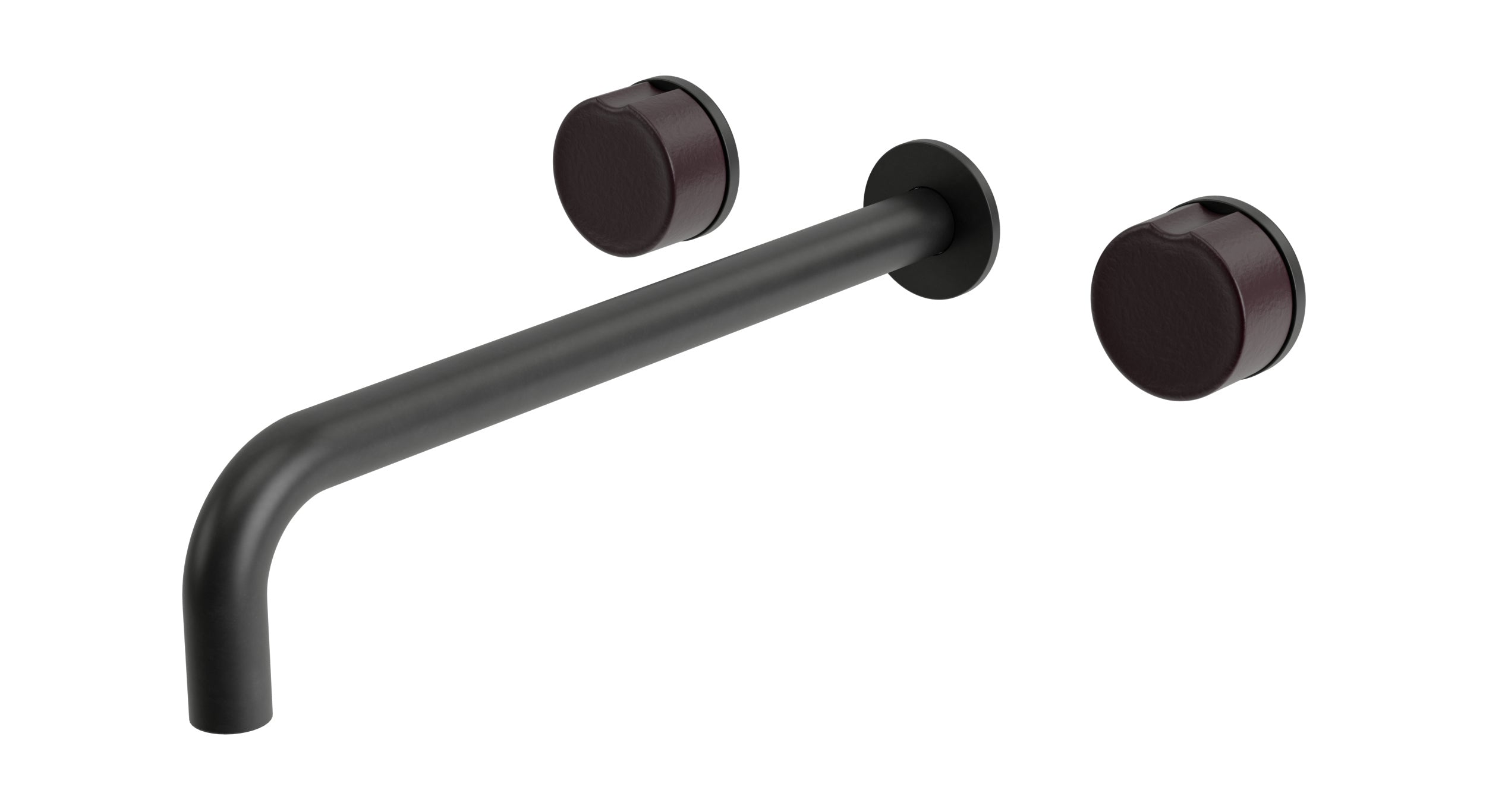 Foundry Two Handle Wall Mount 12" Lavatory Faucet with Groove Ceramic Knob Handles in Oil Rubbed Bronze