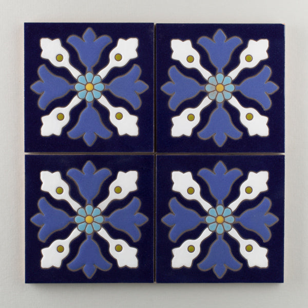 6x6 Handpainted Tile Avila in Cool Motif