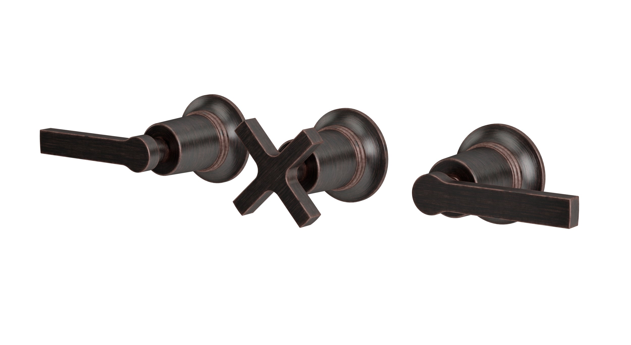 Emerson Three Handle Wall Mount Bath Trim with Diverter/Volume Control and Classic Cross/Classic Lever Handles in Antique Bronze