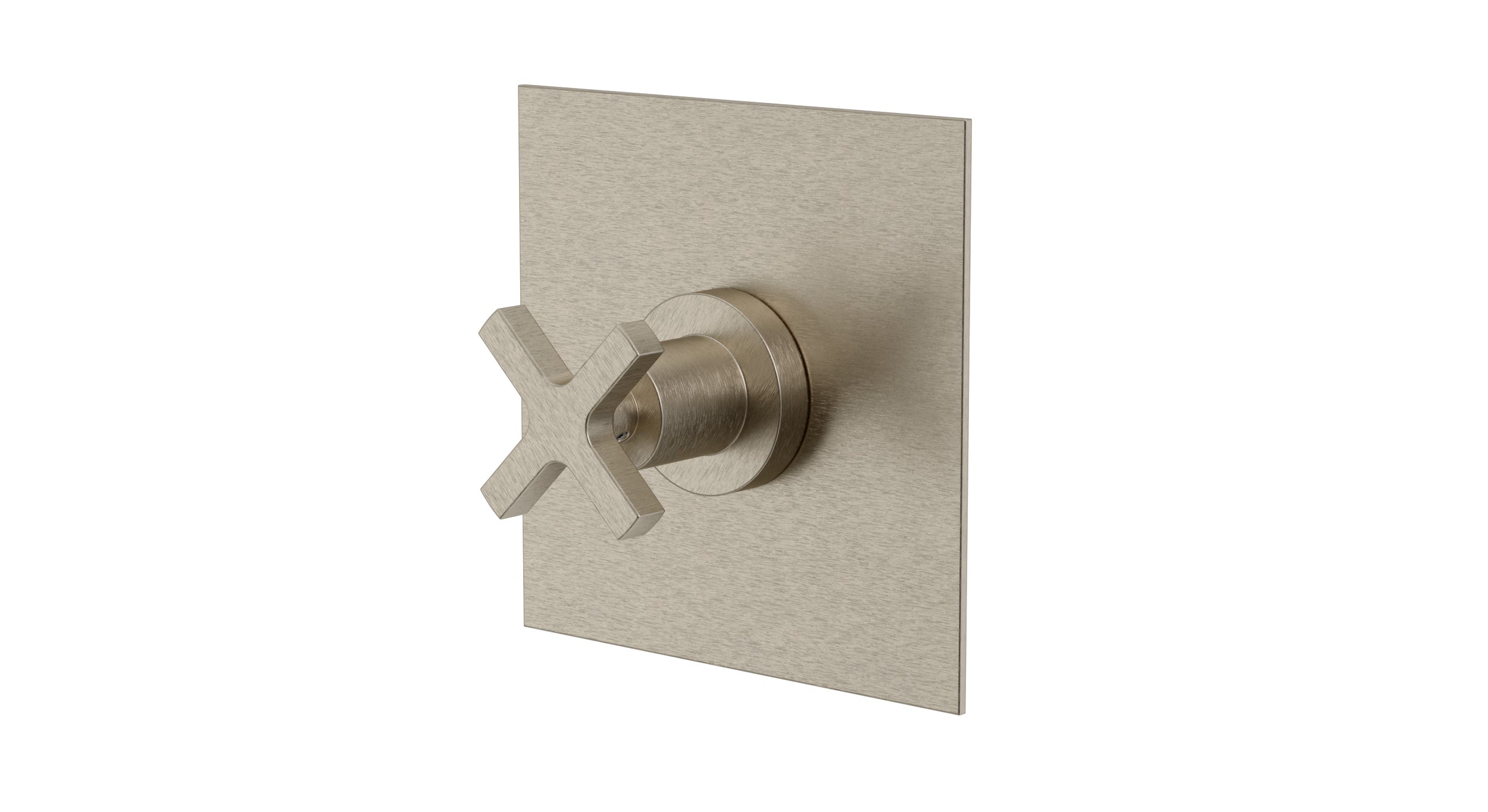 Flatiron One Handle Wall Mount Shower Trim with Linear Cross Handle in Satin Nickel